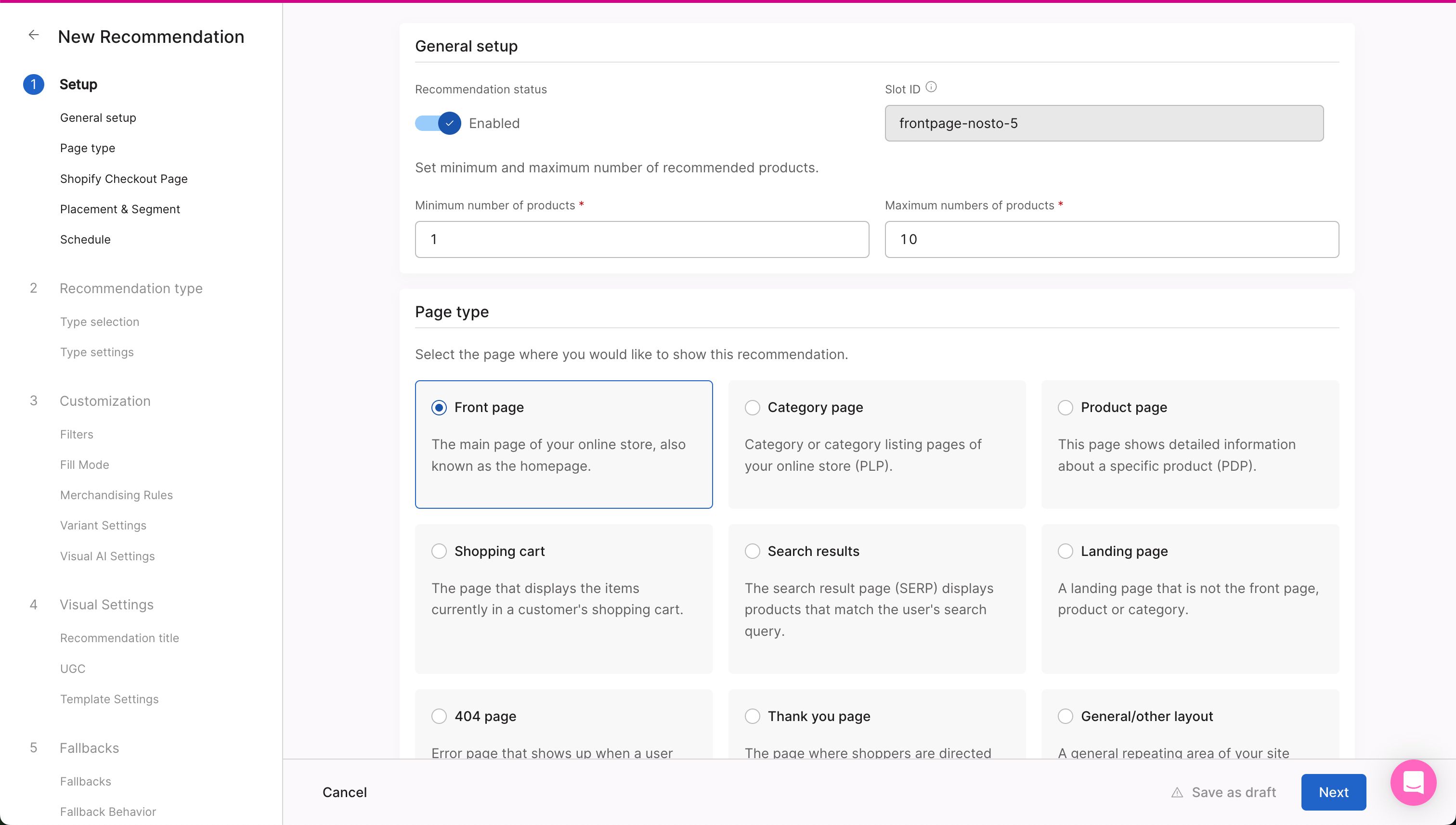 Configuration / Settings (Nosto)