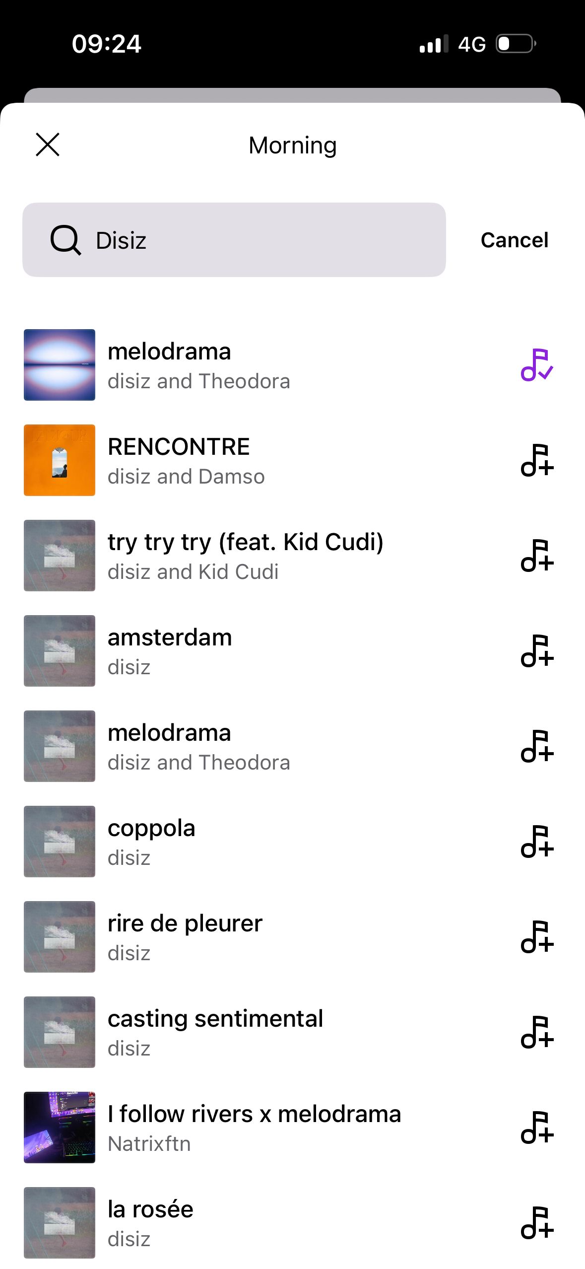 search results (Deezer)