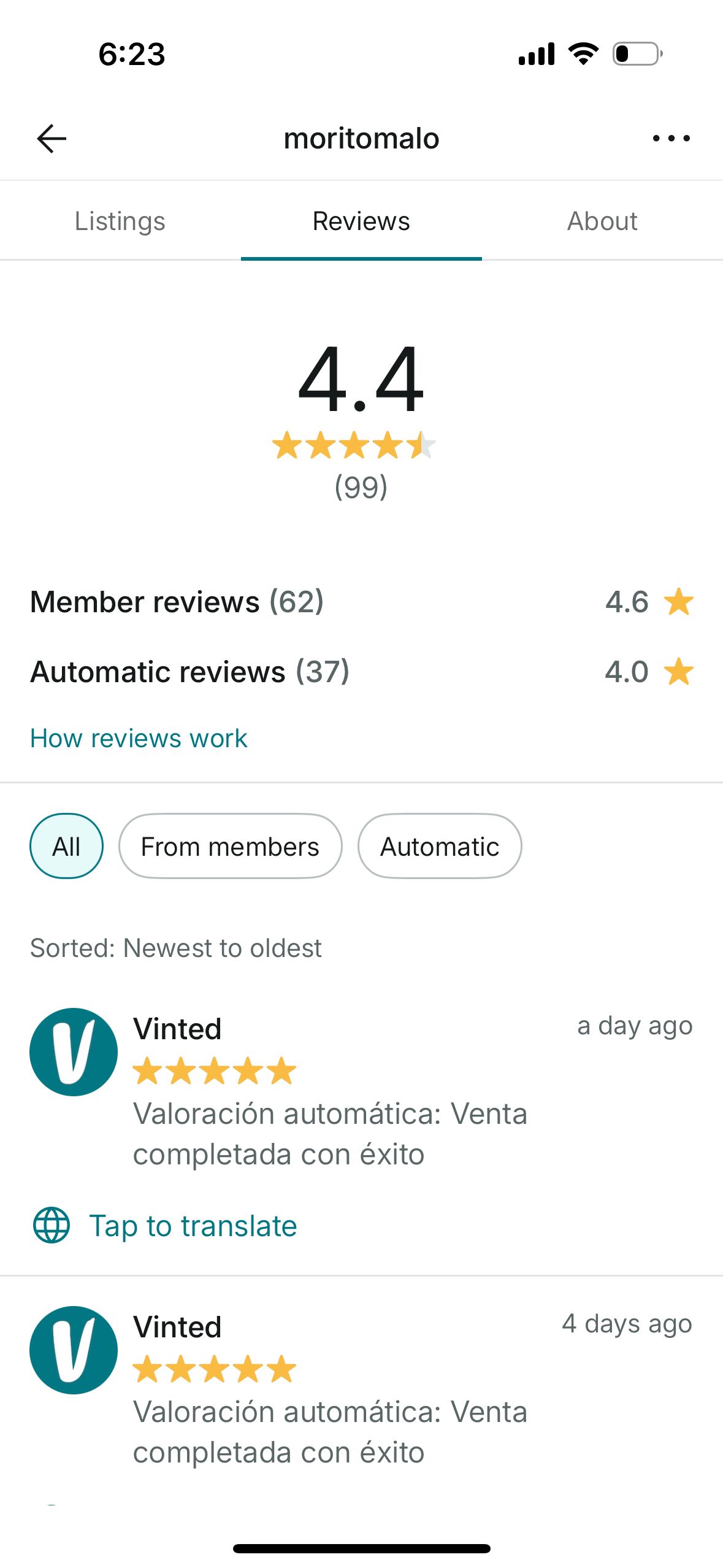 reviews (Vinted)