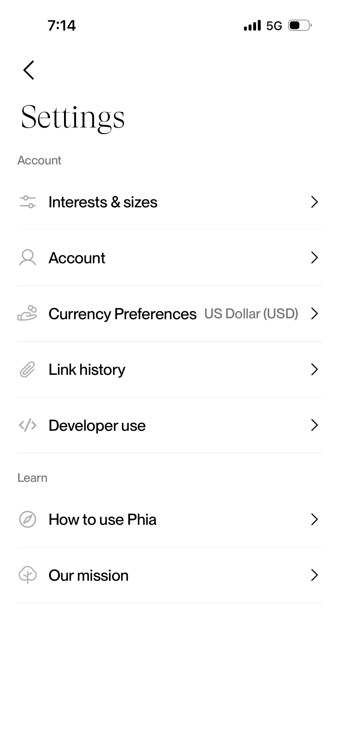 Settings (Phia)