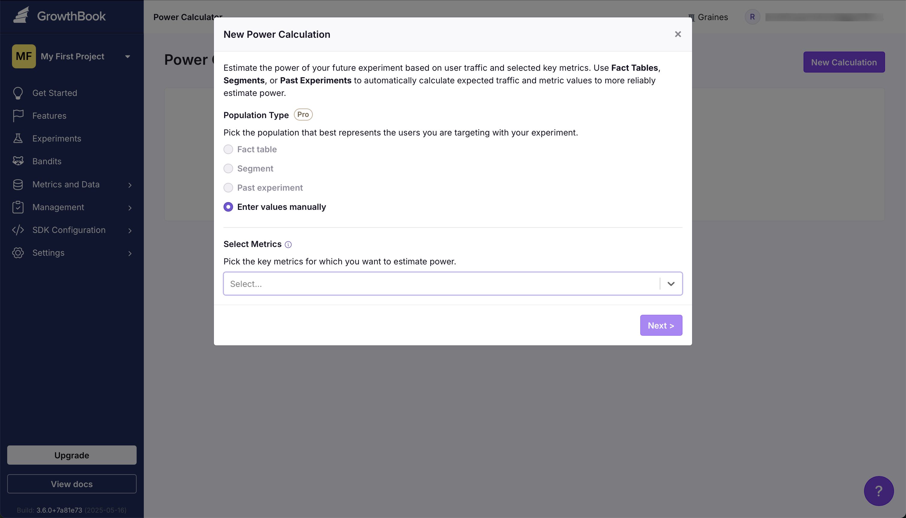 modal (Growthbook)