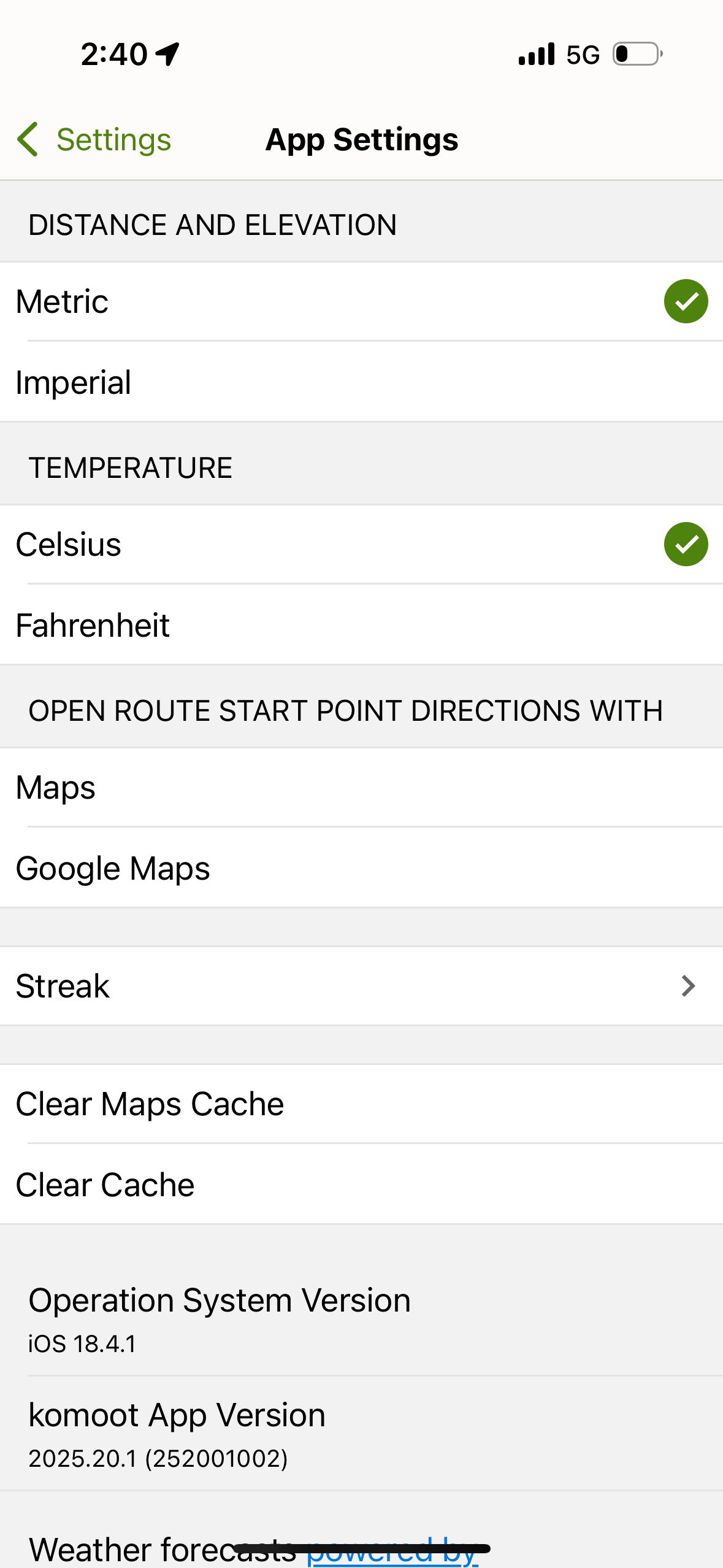 settings (Komoot)