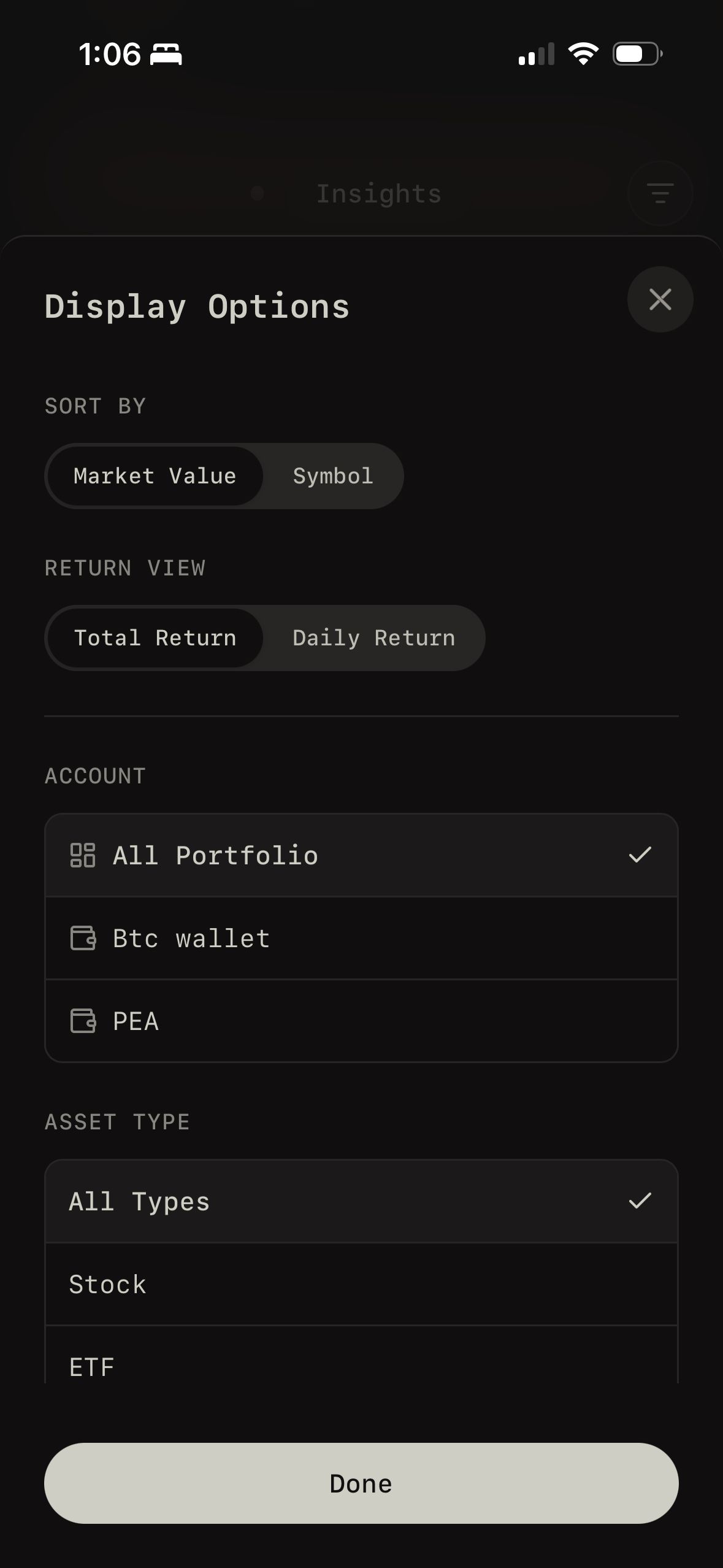 settings (Wealthfolio)