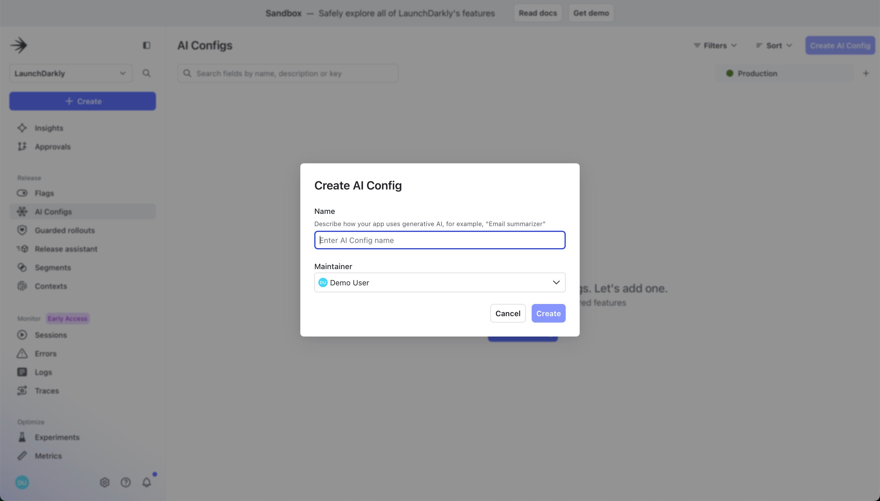 modal (LaunchDarkly)