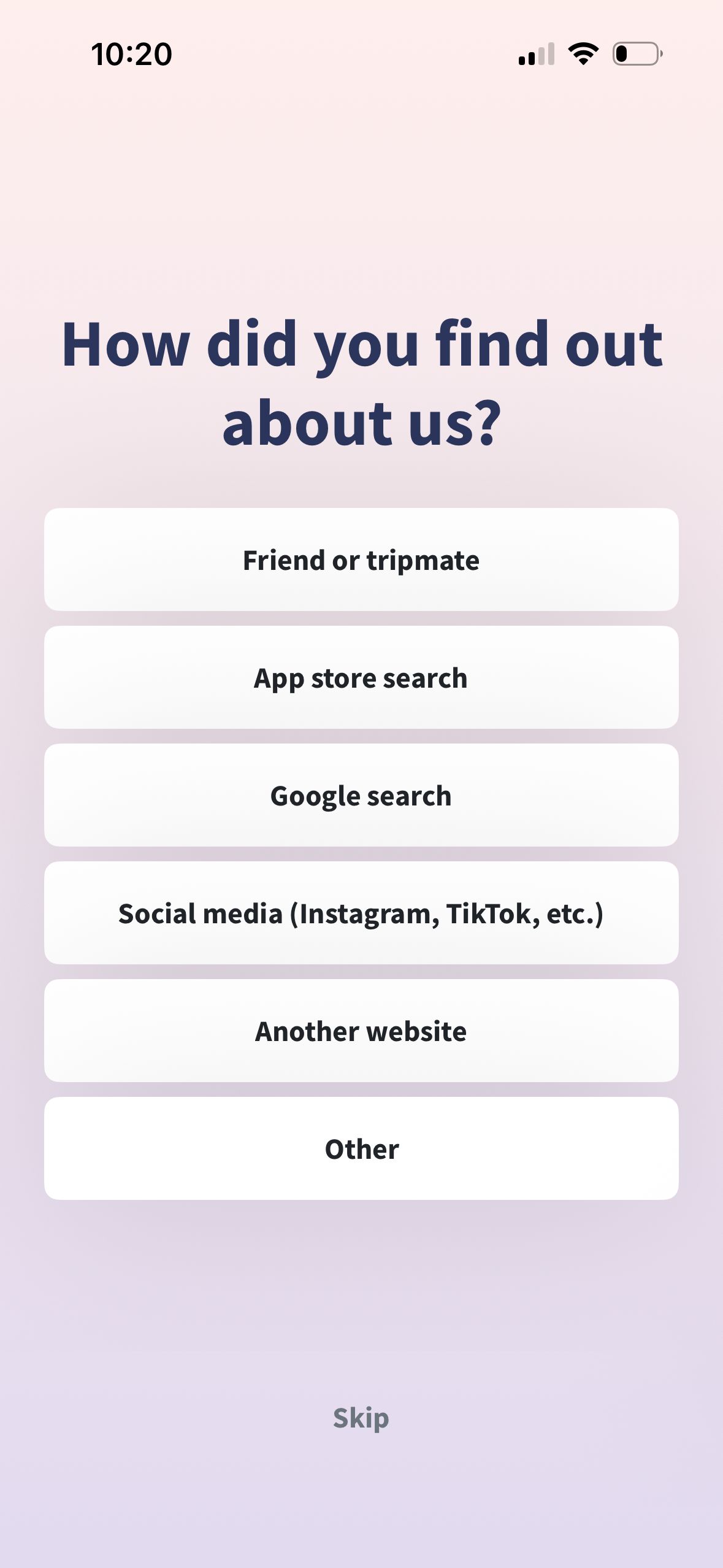 Onboarding (Wanderlog)
