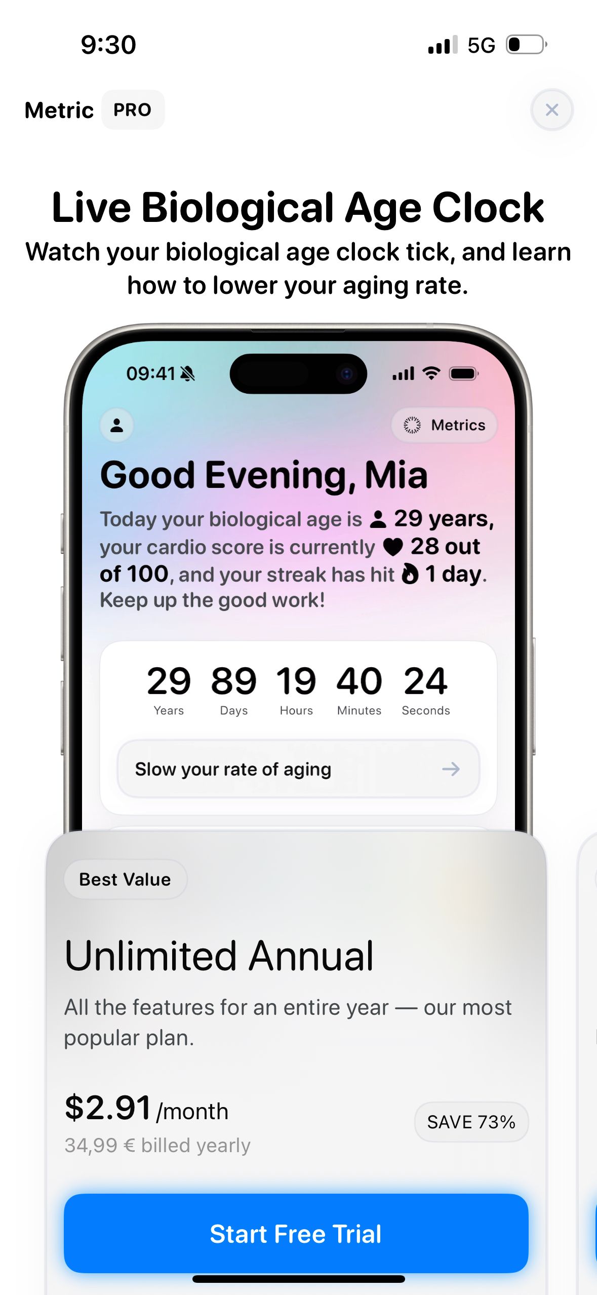 Subscription Page (Metric)