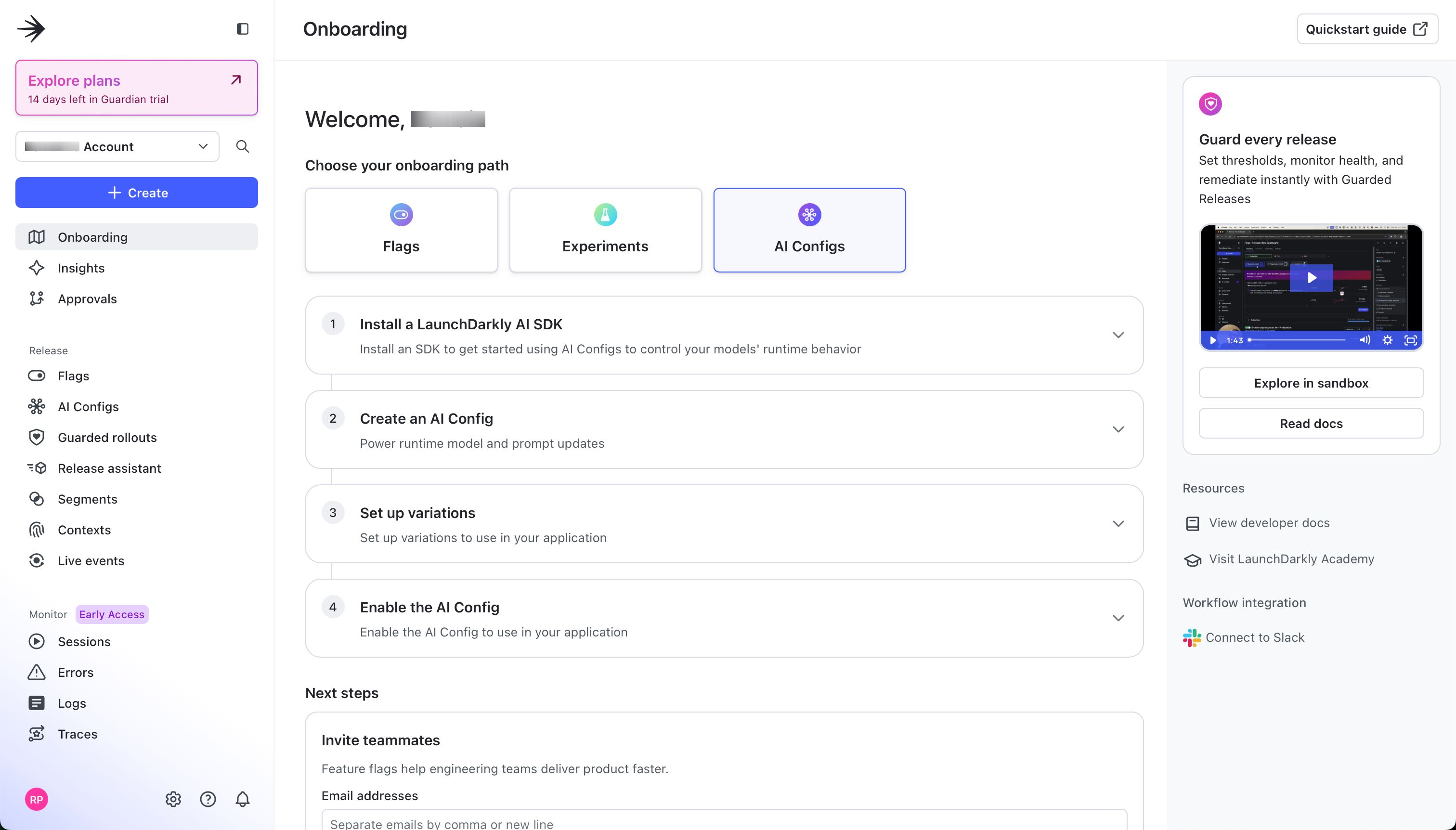 Onboarding (LaunchDarkly)