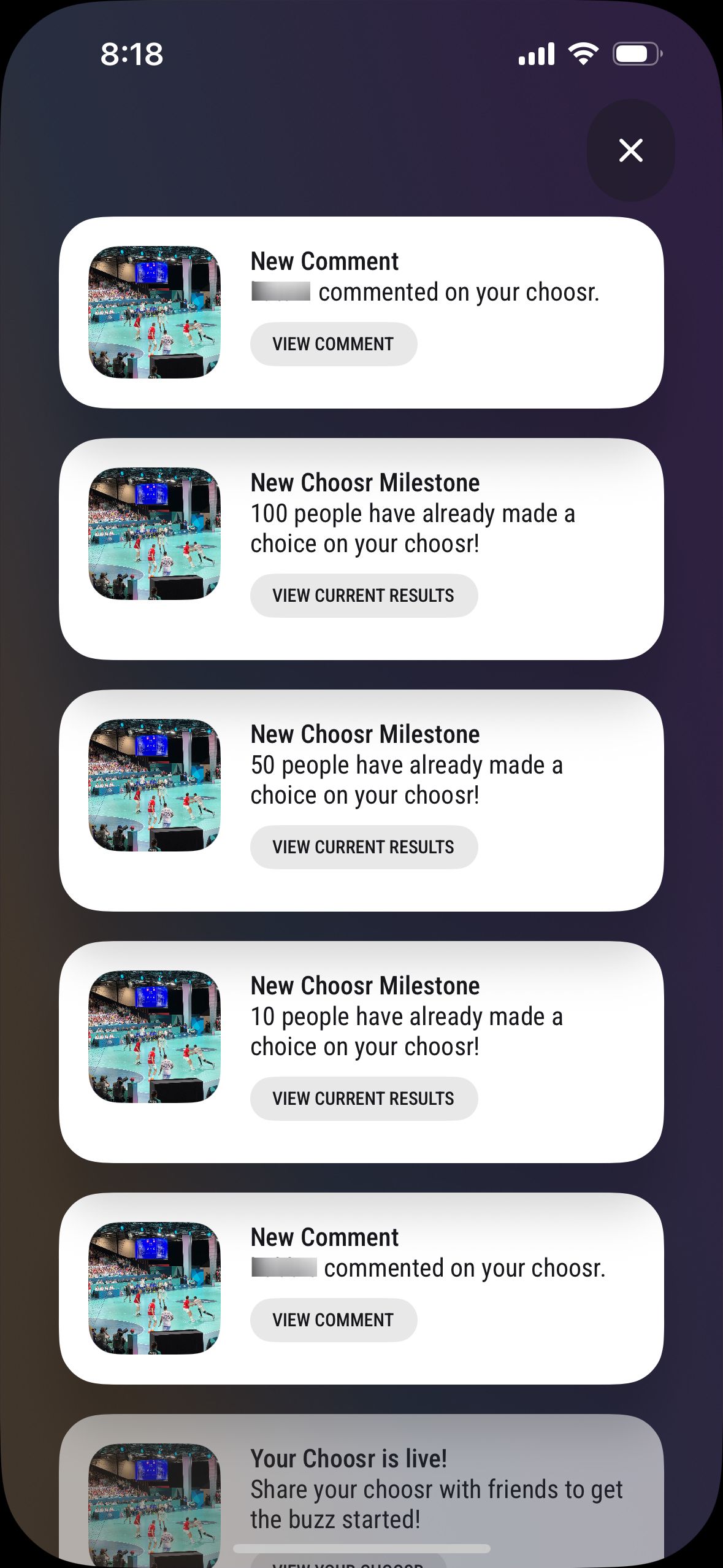 notifications (Choosr)