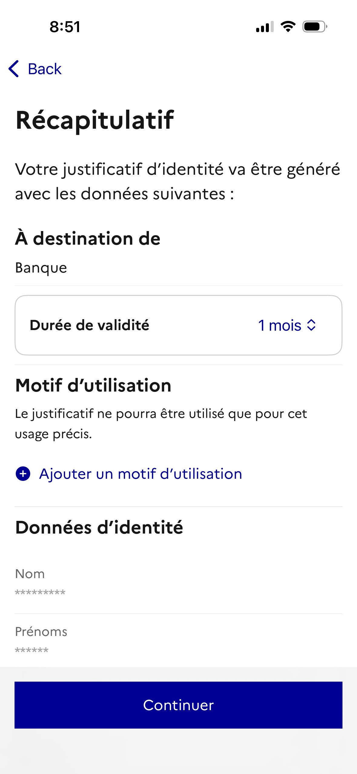 Confirmation (France identité)