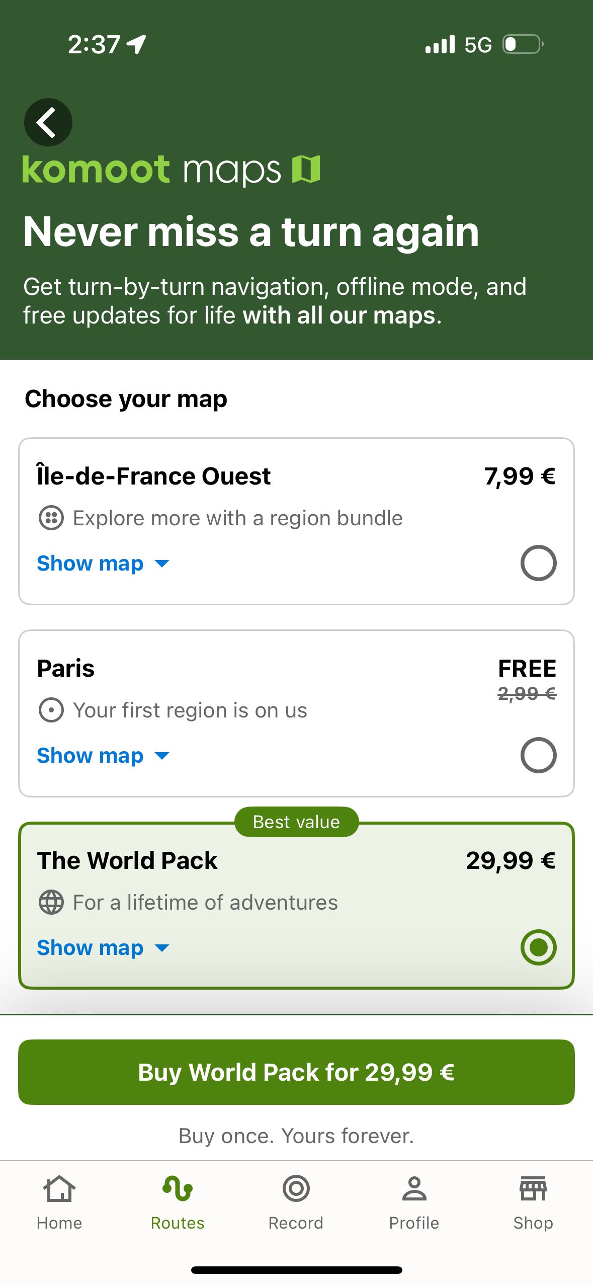 Subscription/Pricing (Komoot)
