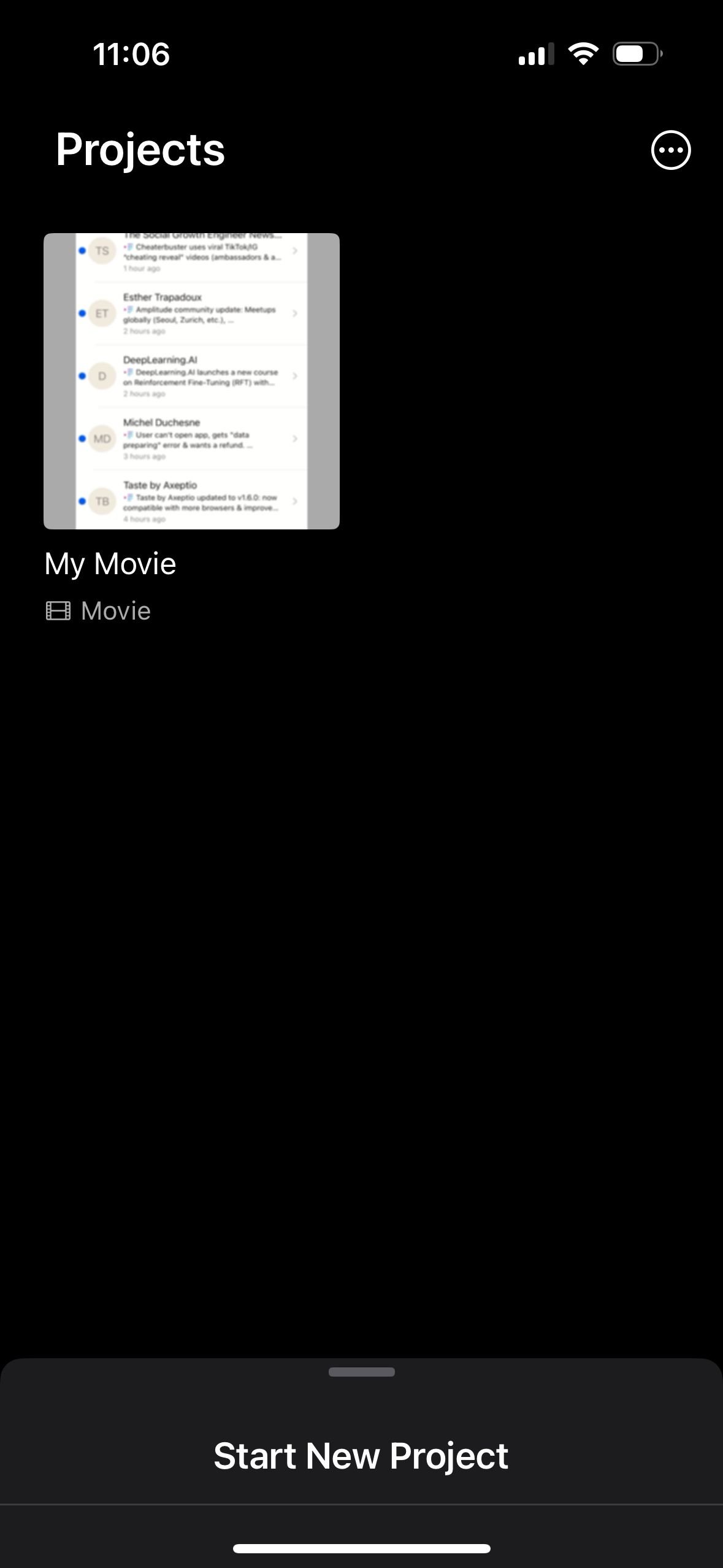 Project List (iMovie)