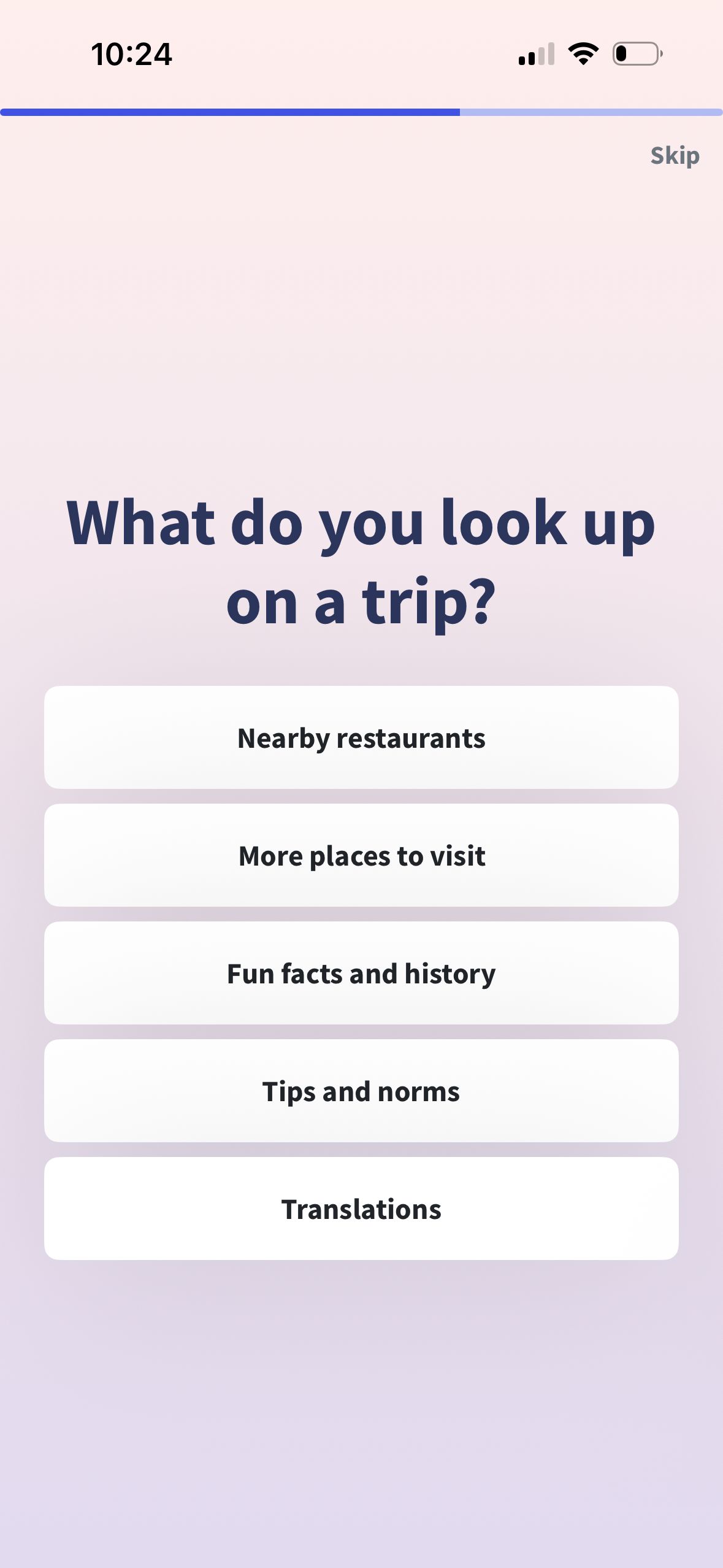 Onboarding (Wanderlog)
