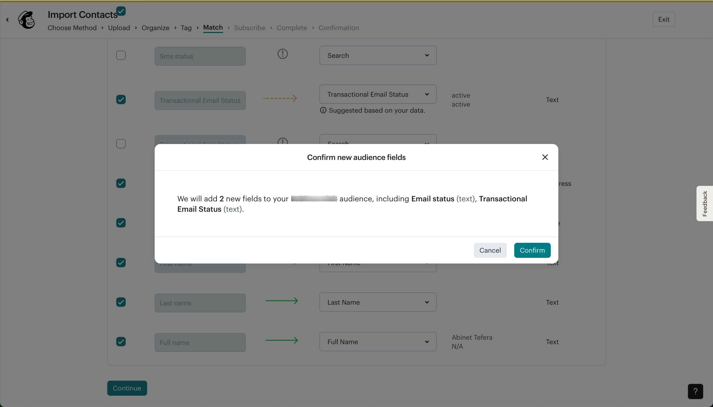 Confirmation Dialog (Mailchimp)