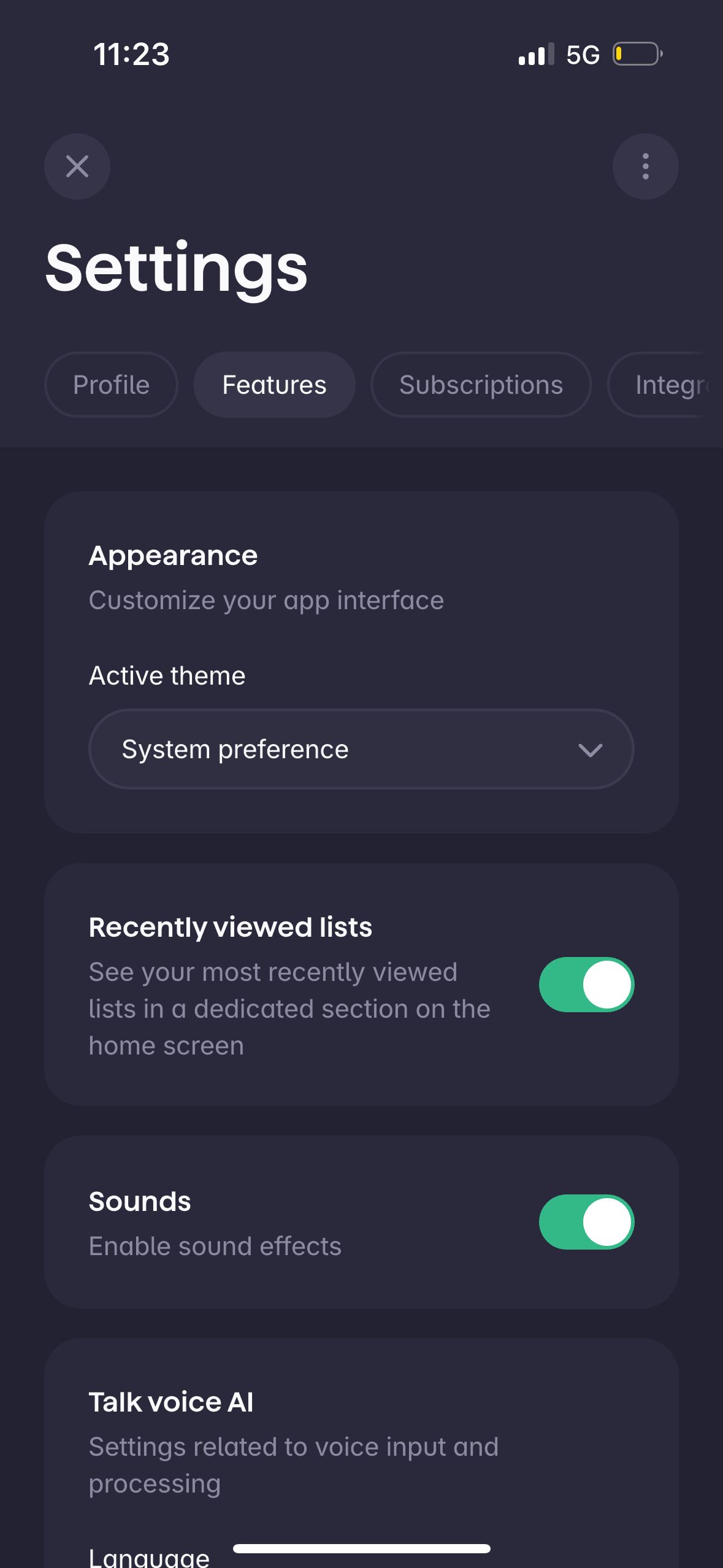 settings (Superlist)