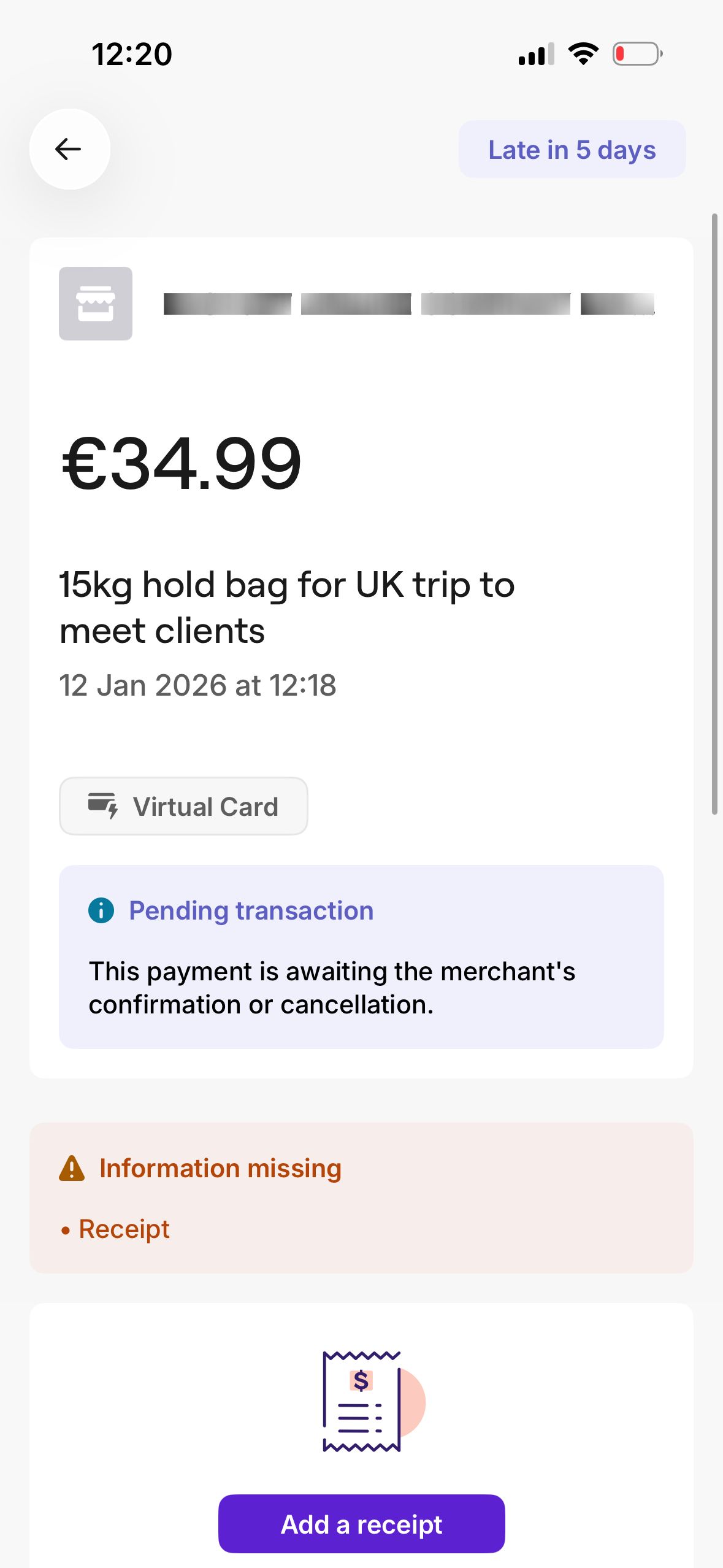 transaction detail (Spendesk)