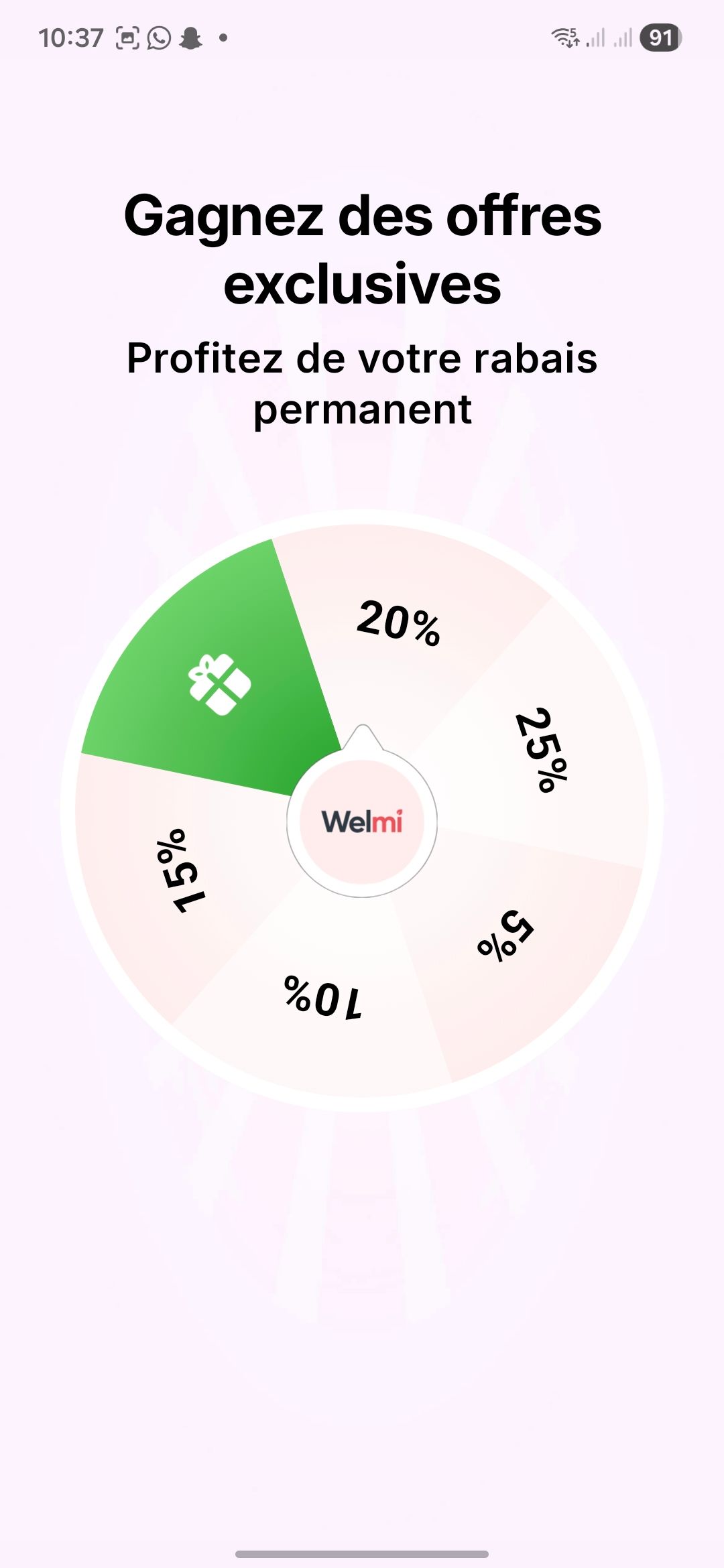 gamified offer screen (Welmi)