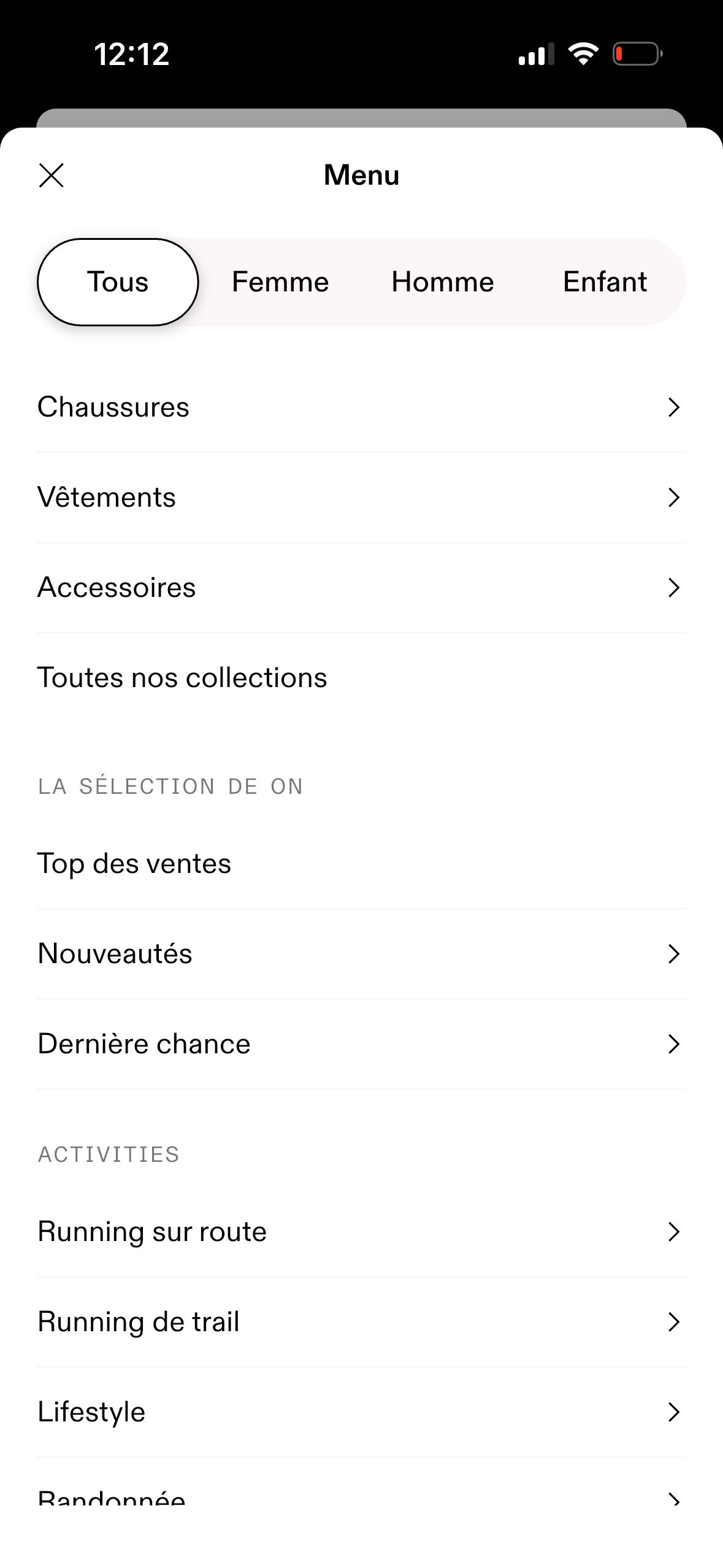 Navigation Menu (On)