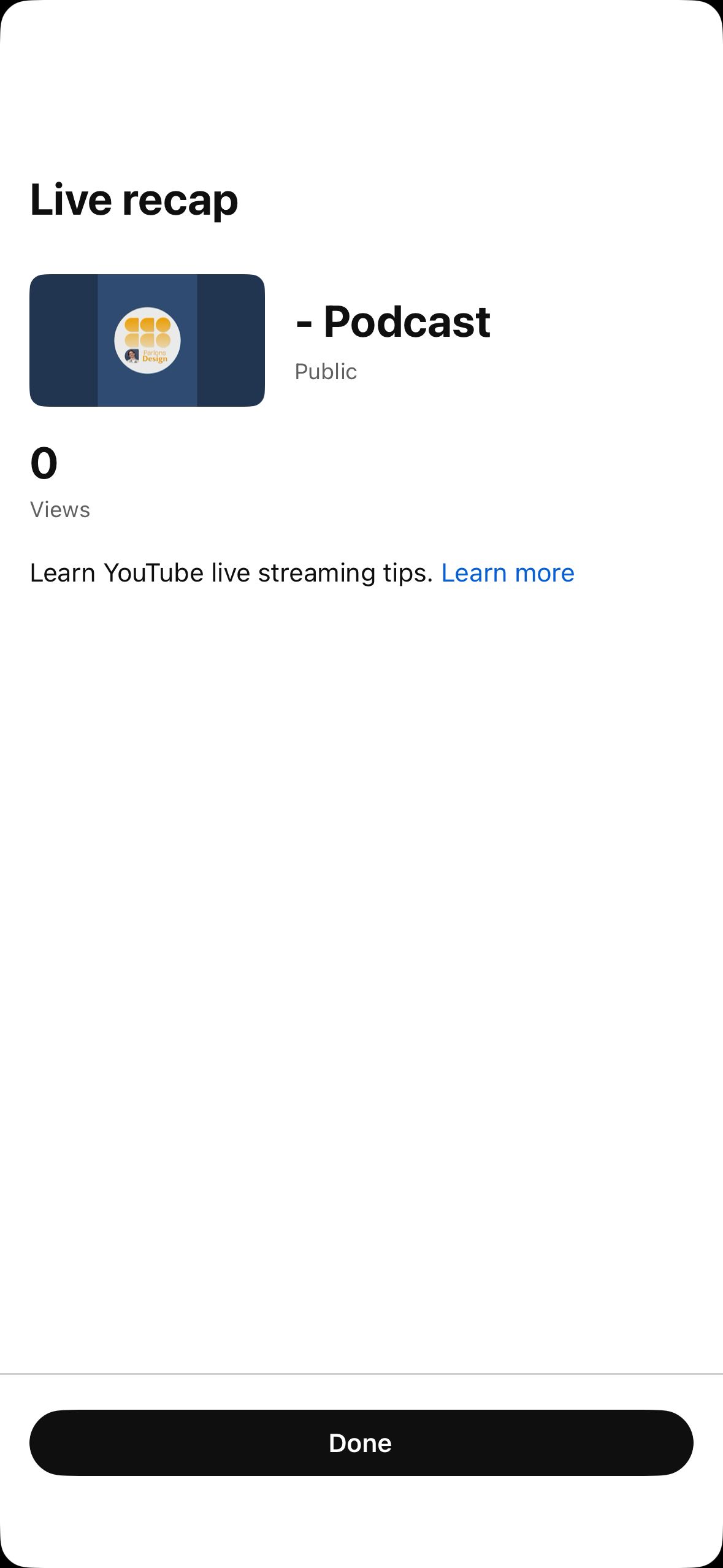 Live Recap Screen (Youtube)