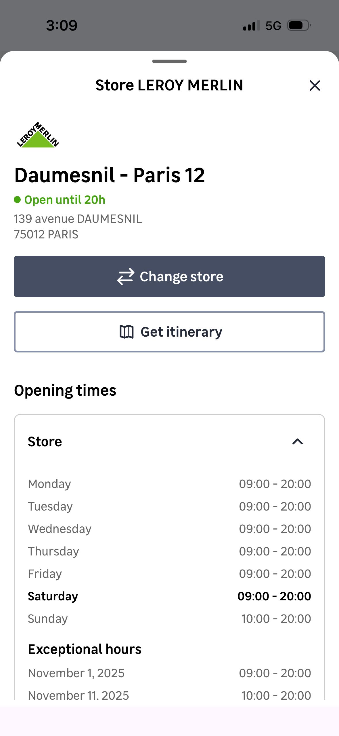 Store Details (Leroy Merlin)