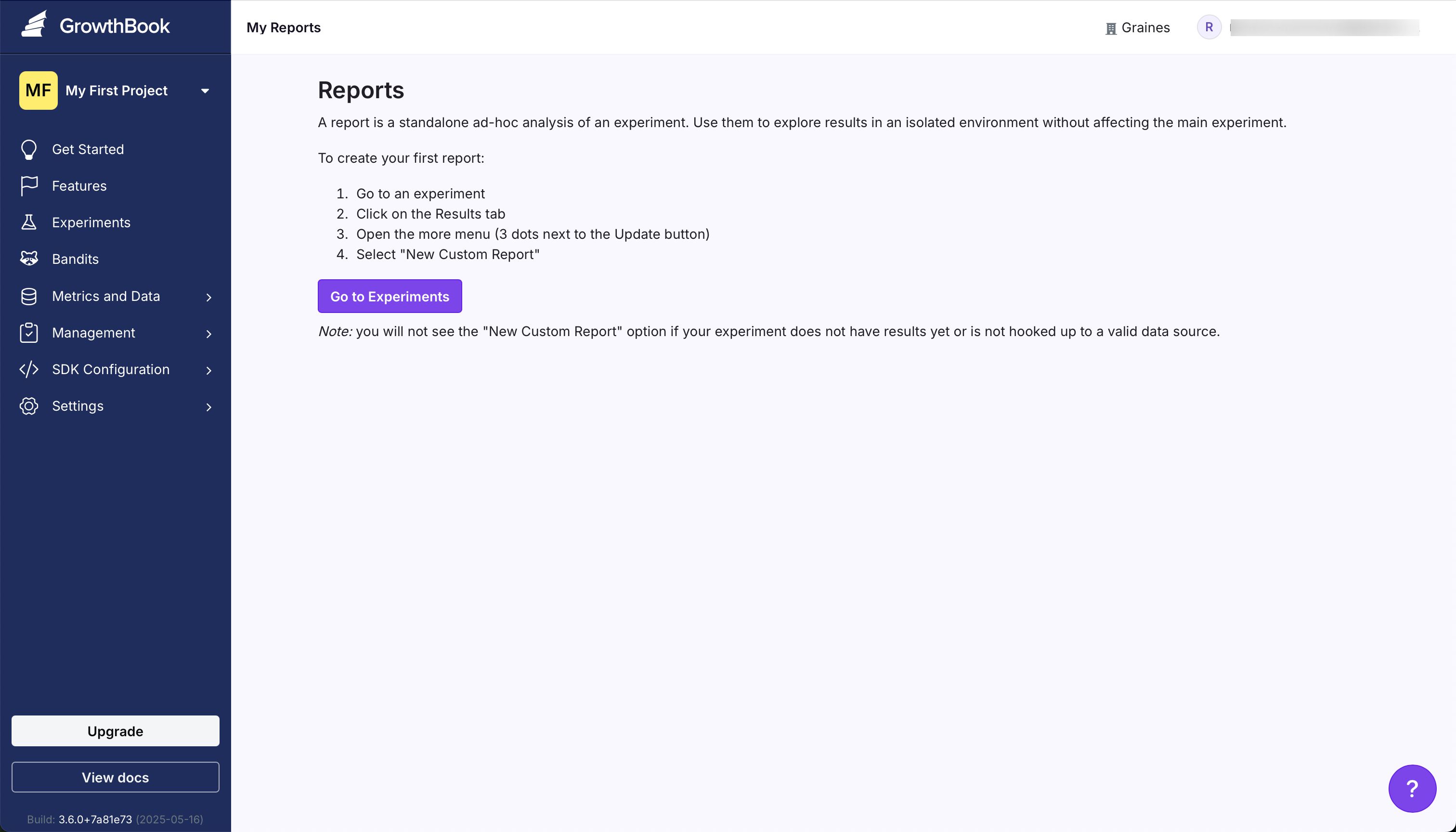 Dashboard (Growthbook)
