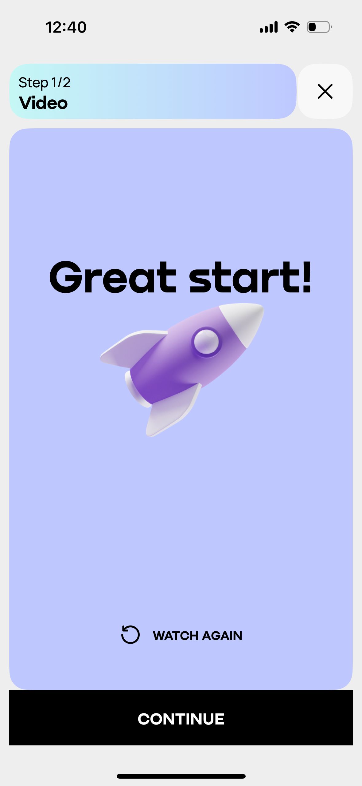 Tutorial screen