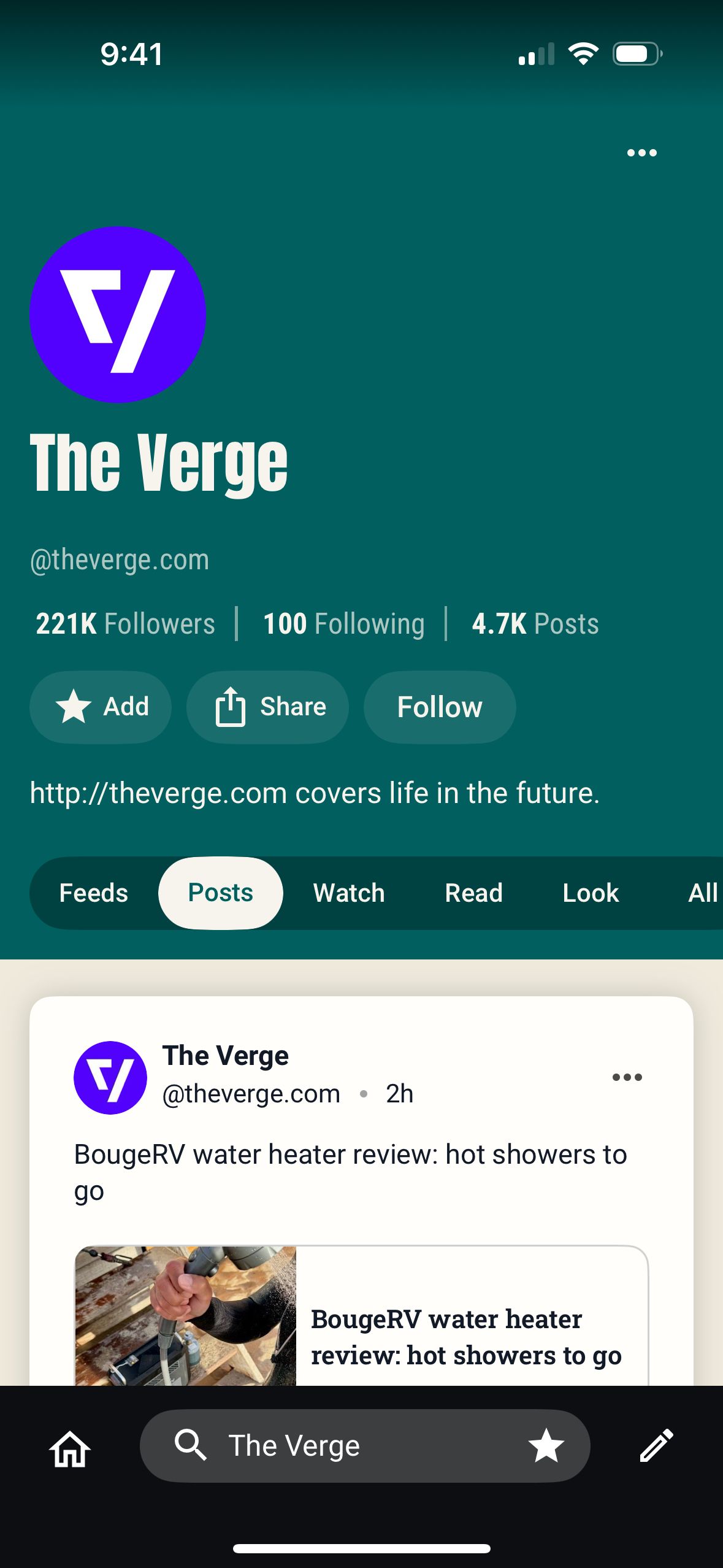 social media profile (Surf)