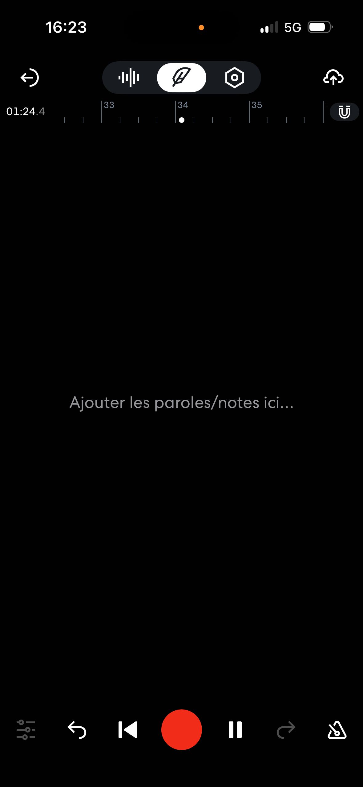 audio recording screen (BandLab)