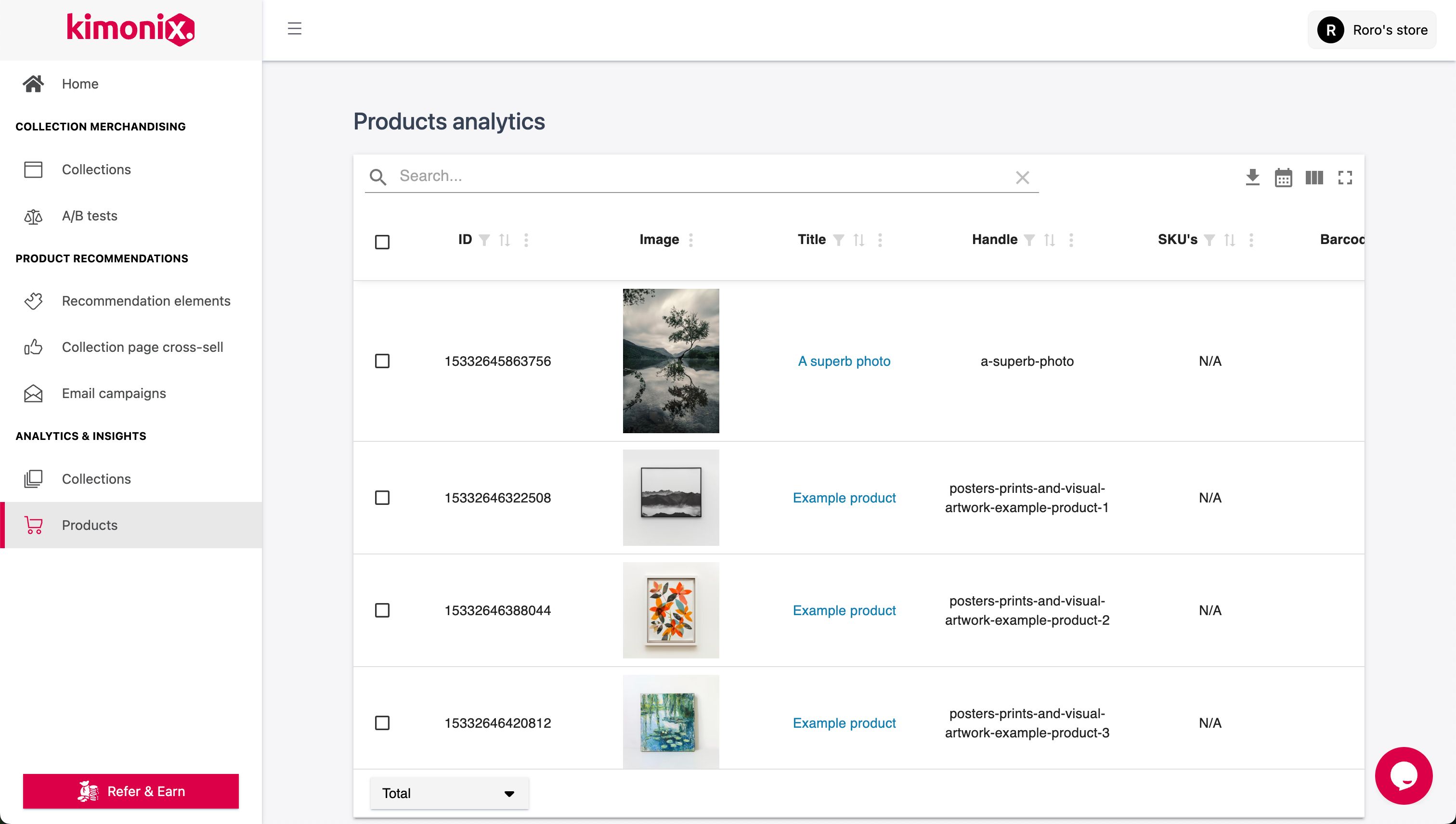 data table (Kimonix)