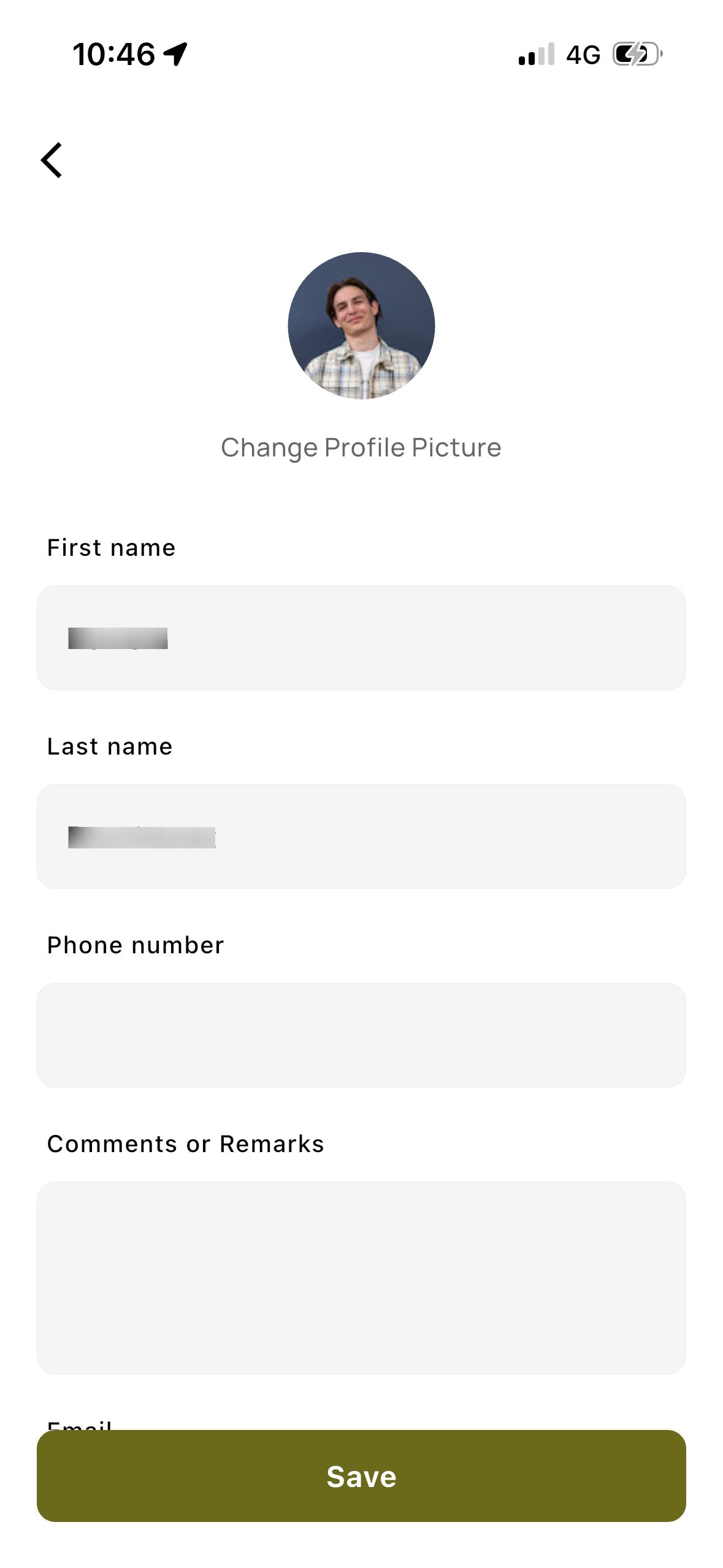 Profile Edit Screen (Zenchef)
