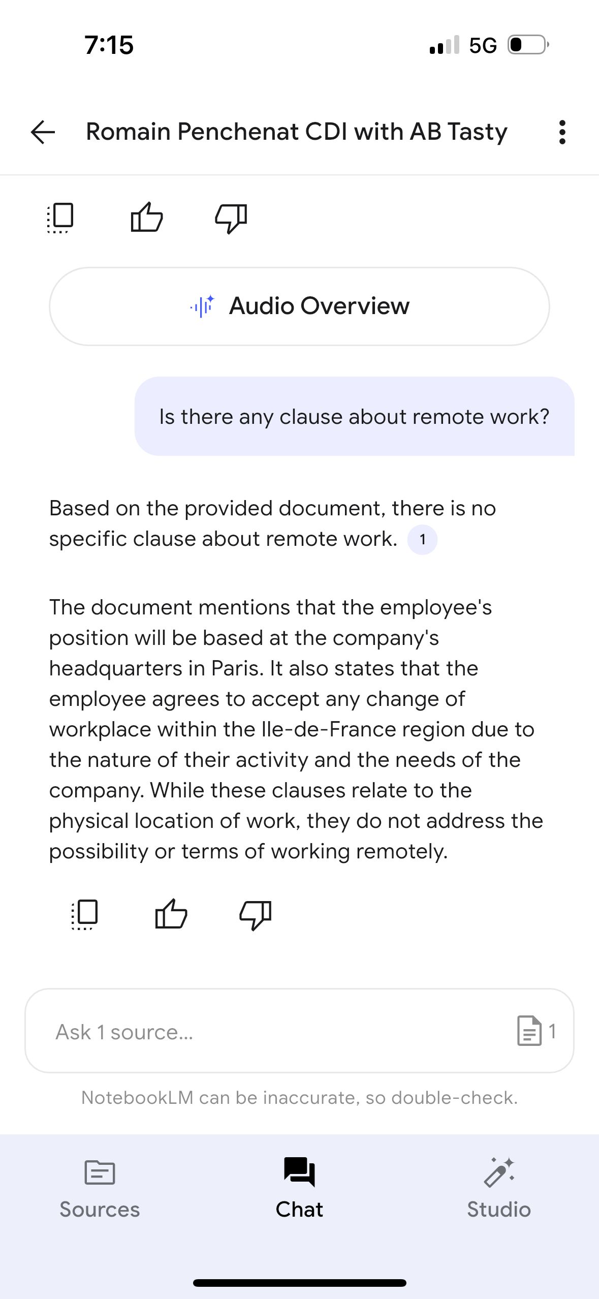 Chat Interface (NotebookLM)