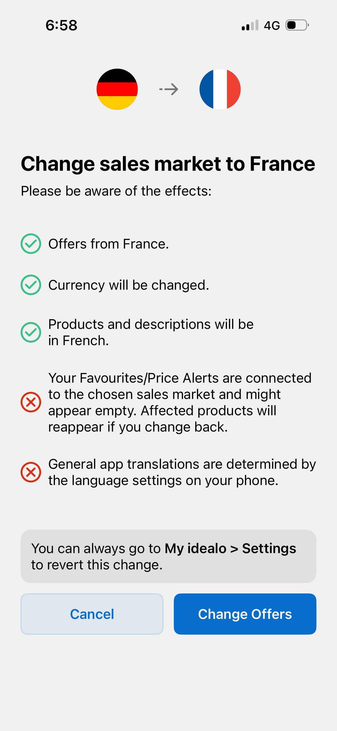 Confirmation/Warning (Idealo)