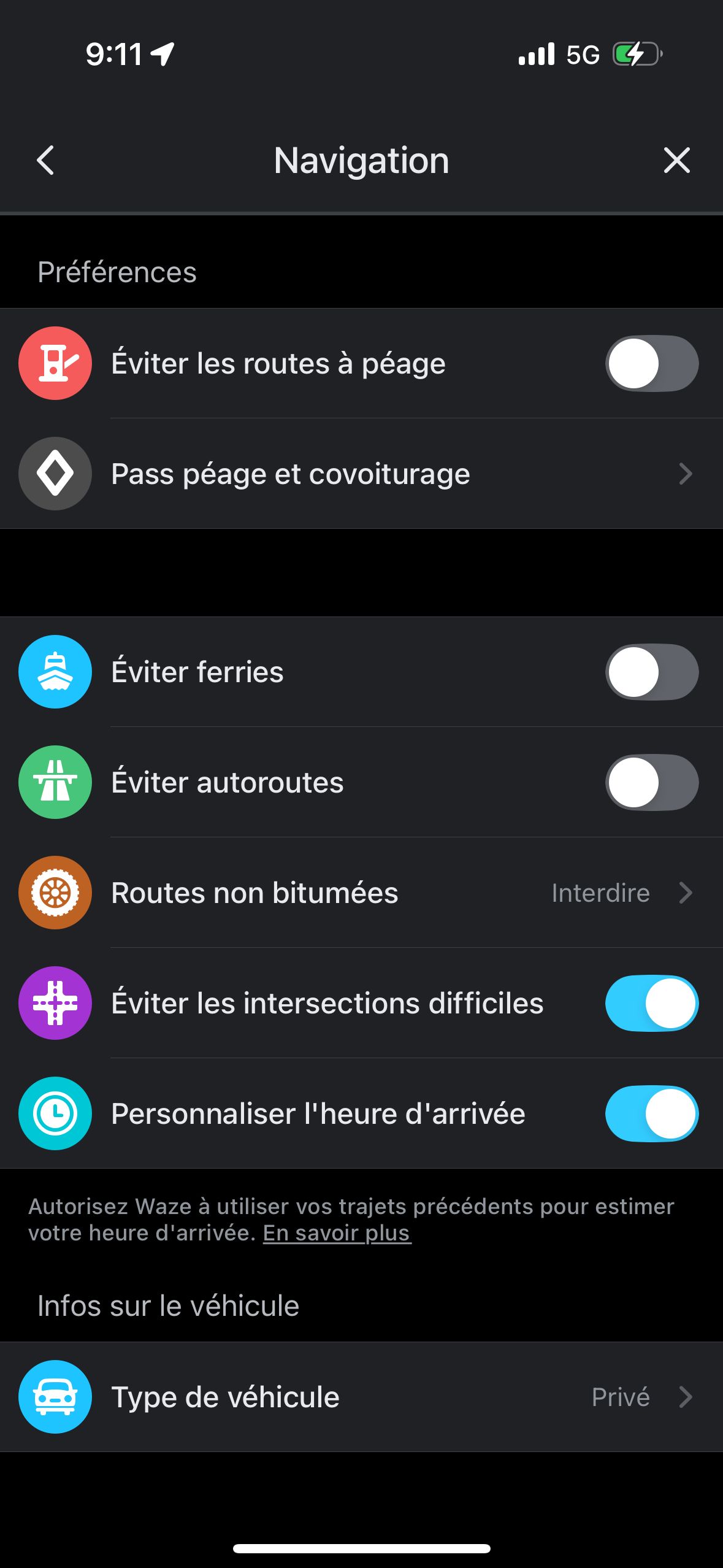 settings (Waze)