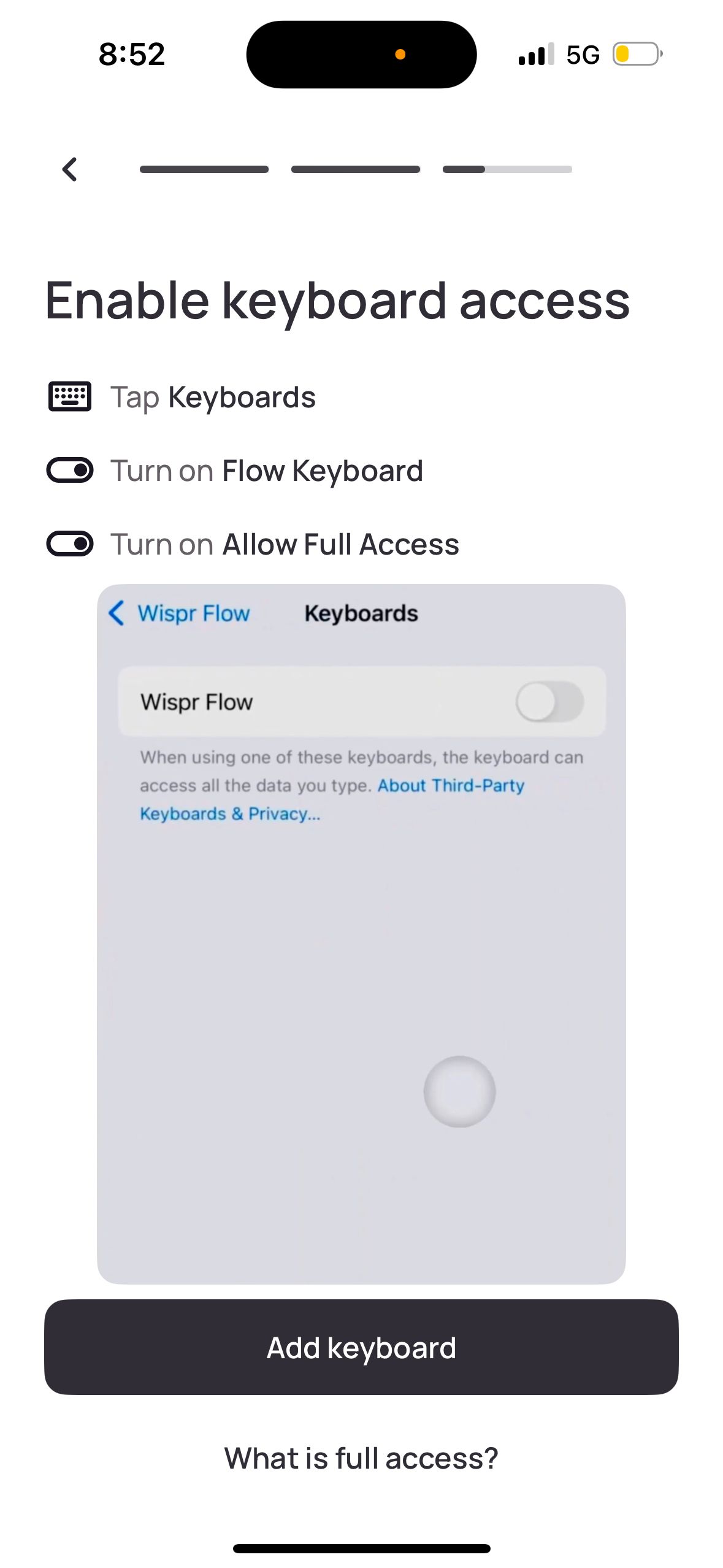 Settings / Permissions (Wispr Flow)