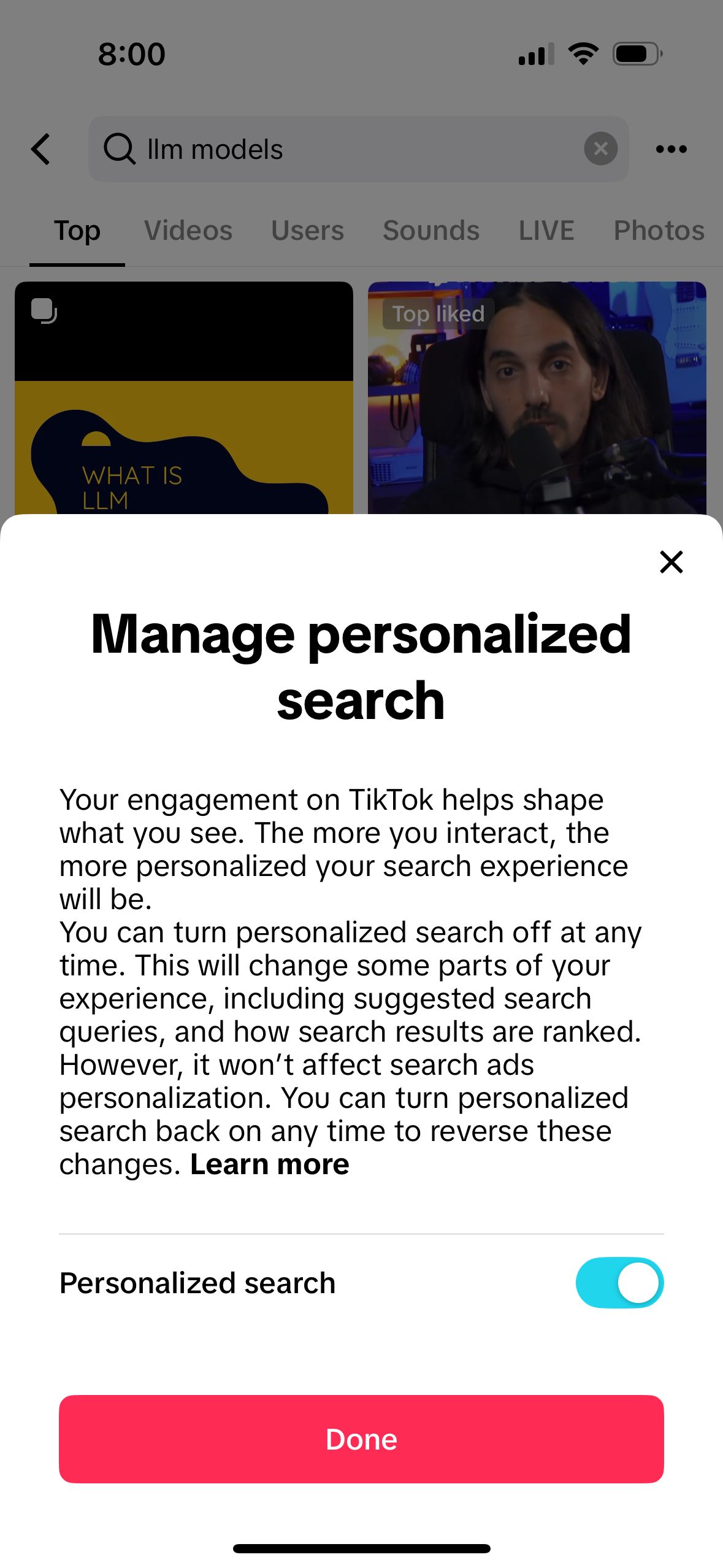 settings (TikTok)