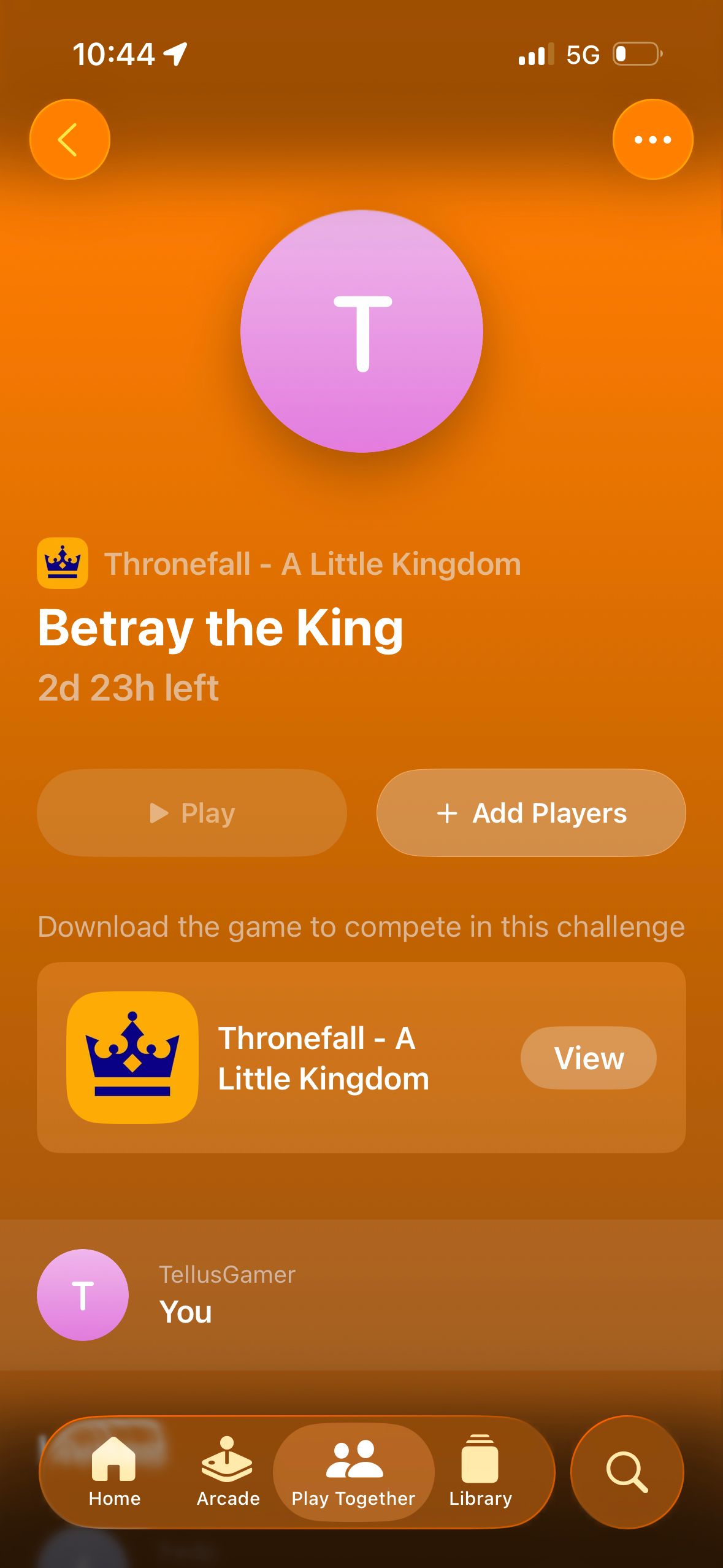 Game Challenge Screen (Apple Games iOS26)