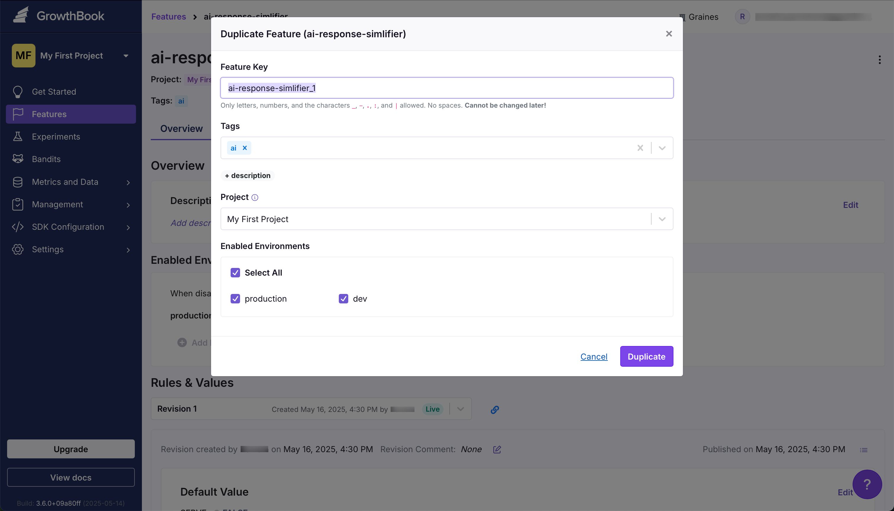 modal (Growthbook)