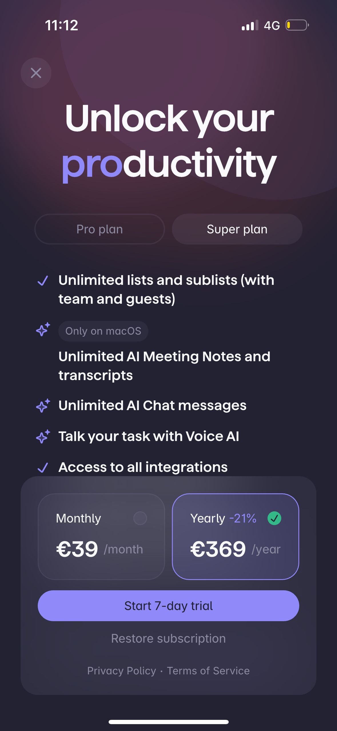 Pricing (Superlist)
