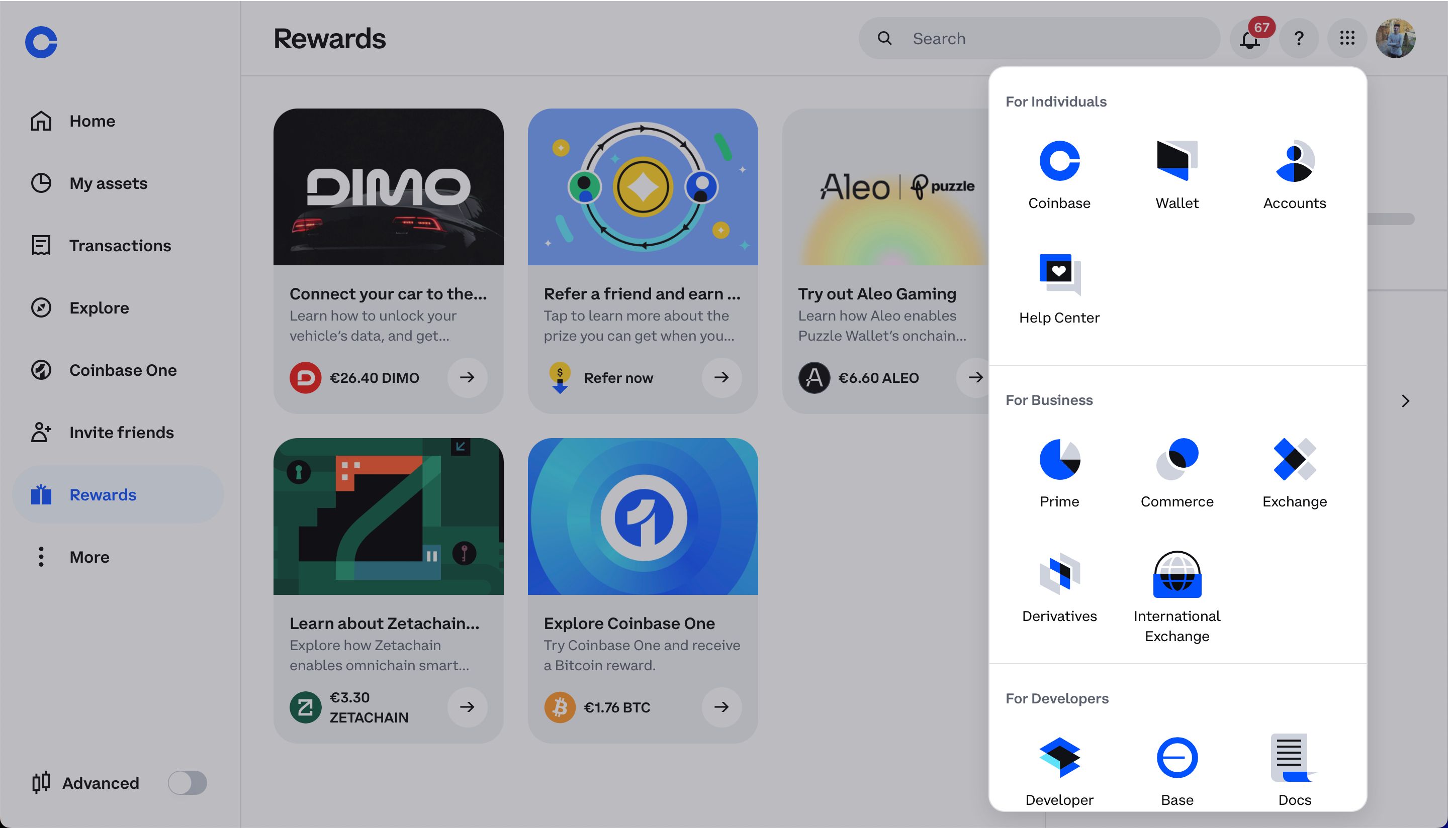 dashboard (Coinbase)
