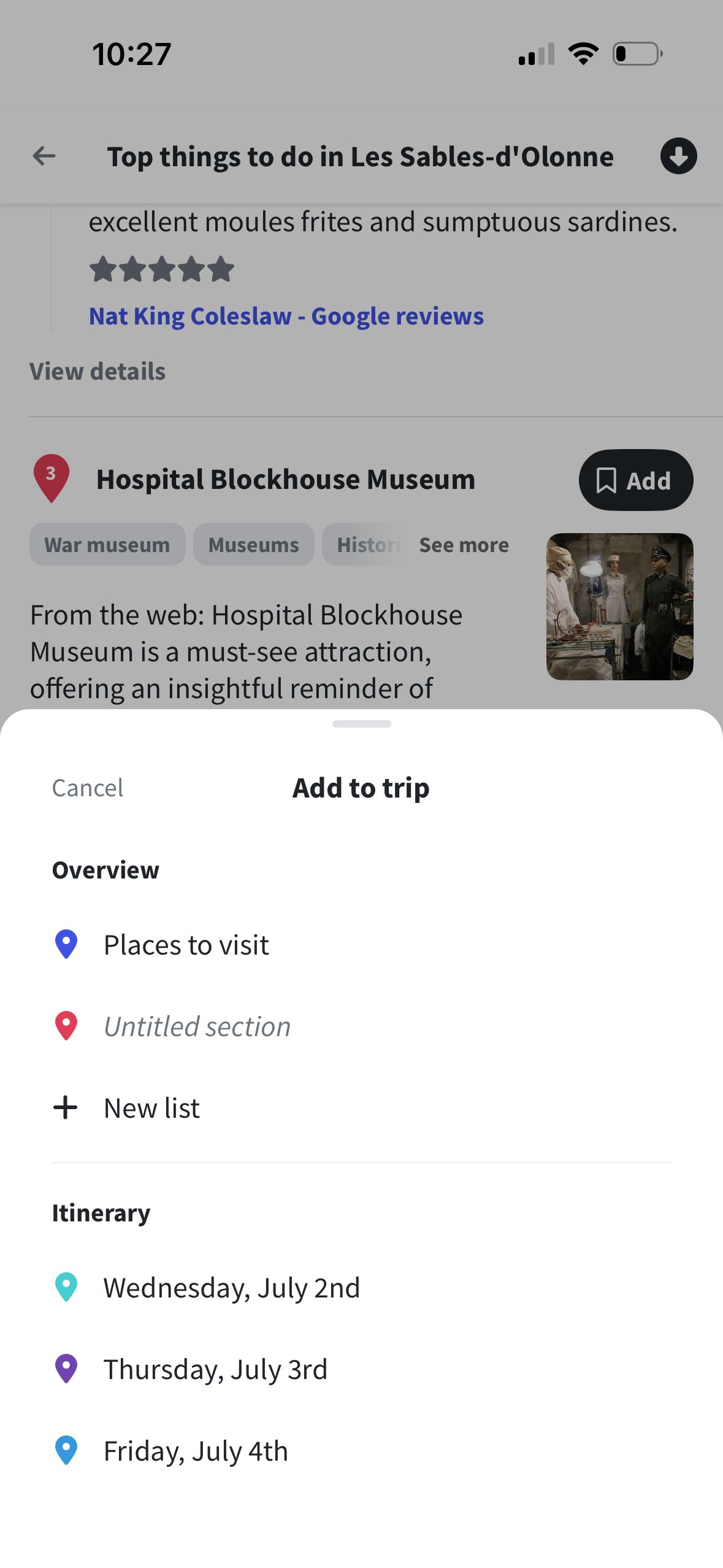 Modal (Wanderlog)