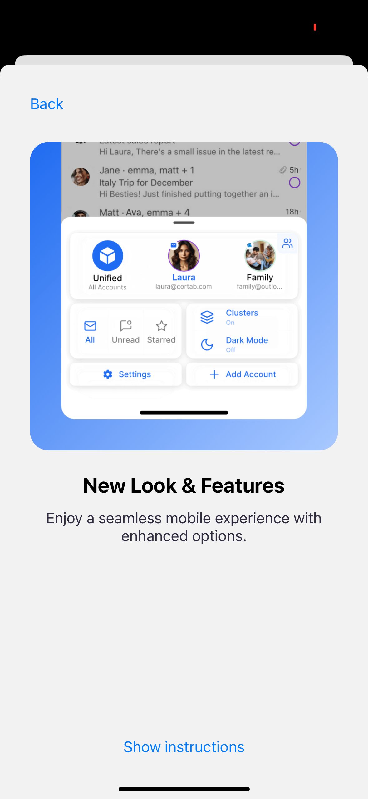 Onboarding (BlueMail)