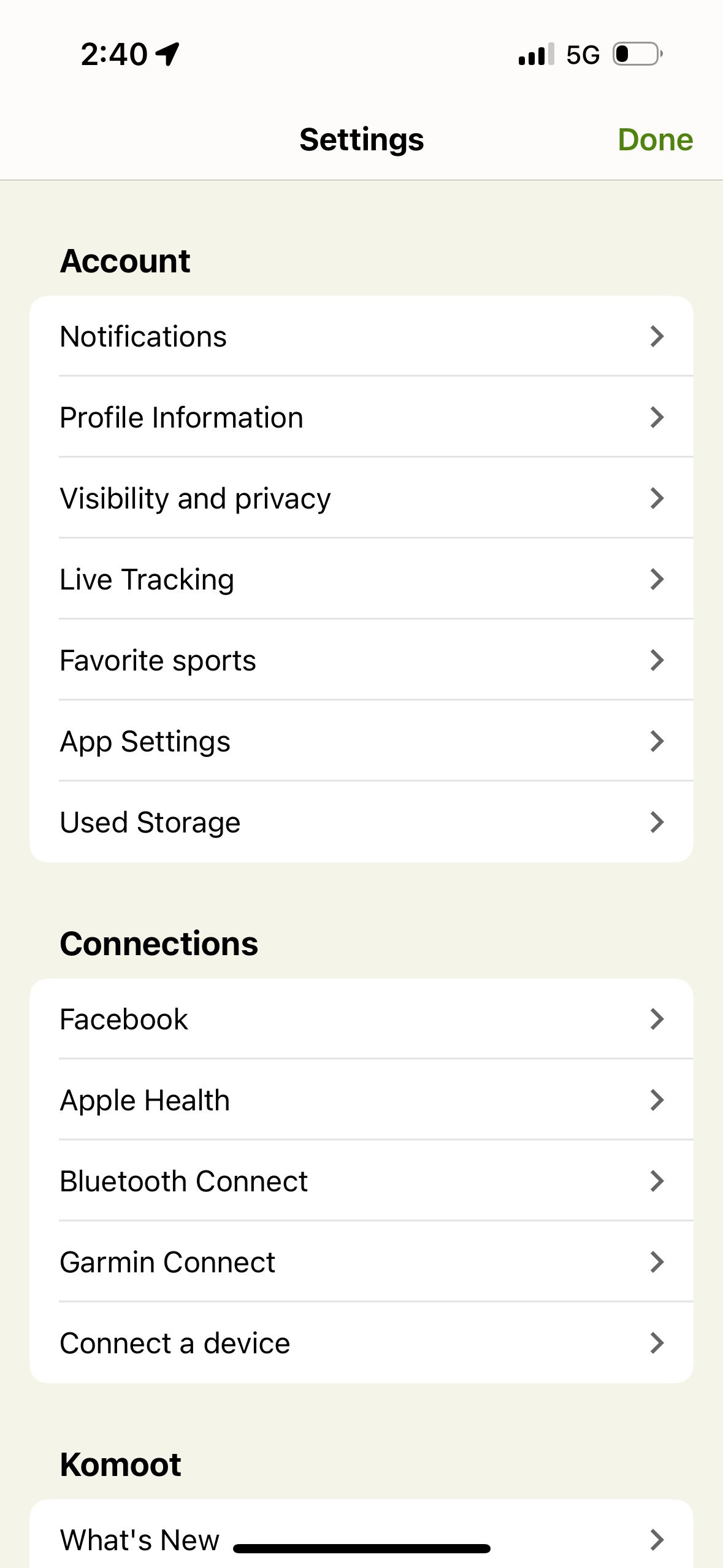 settings (Komoot)
