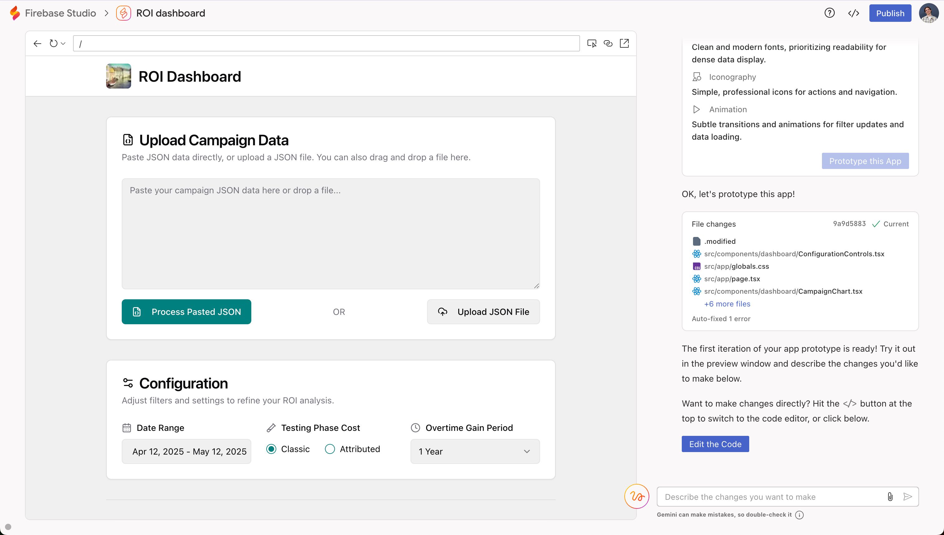 Dashboard (Firebase Studio)