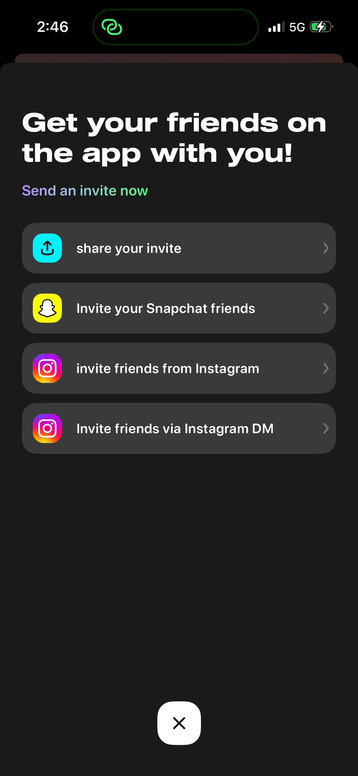 Invite Friends Screen (Airbuds)