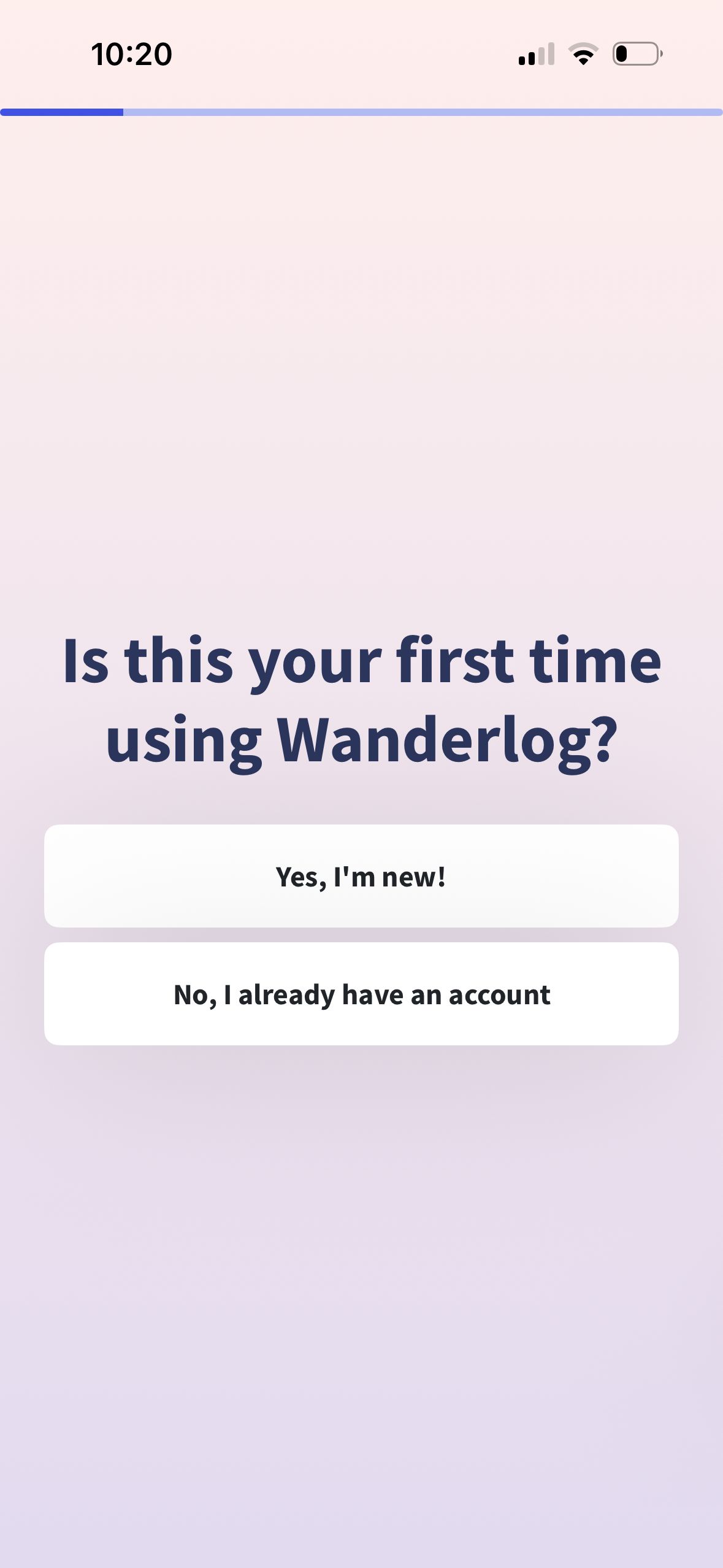 Onboarding (Wanderlog)