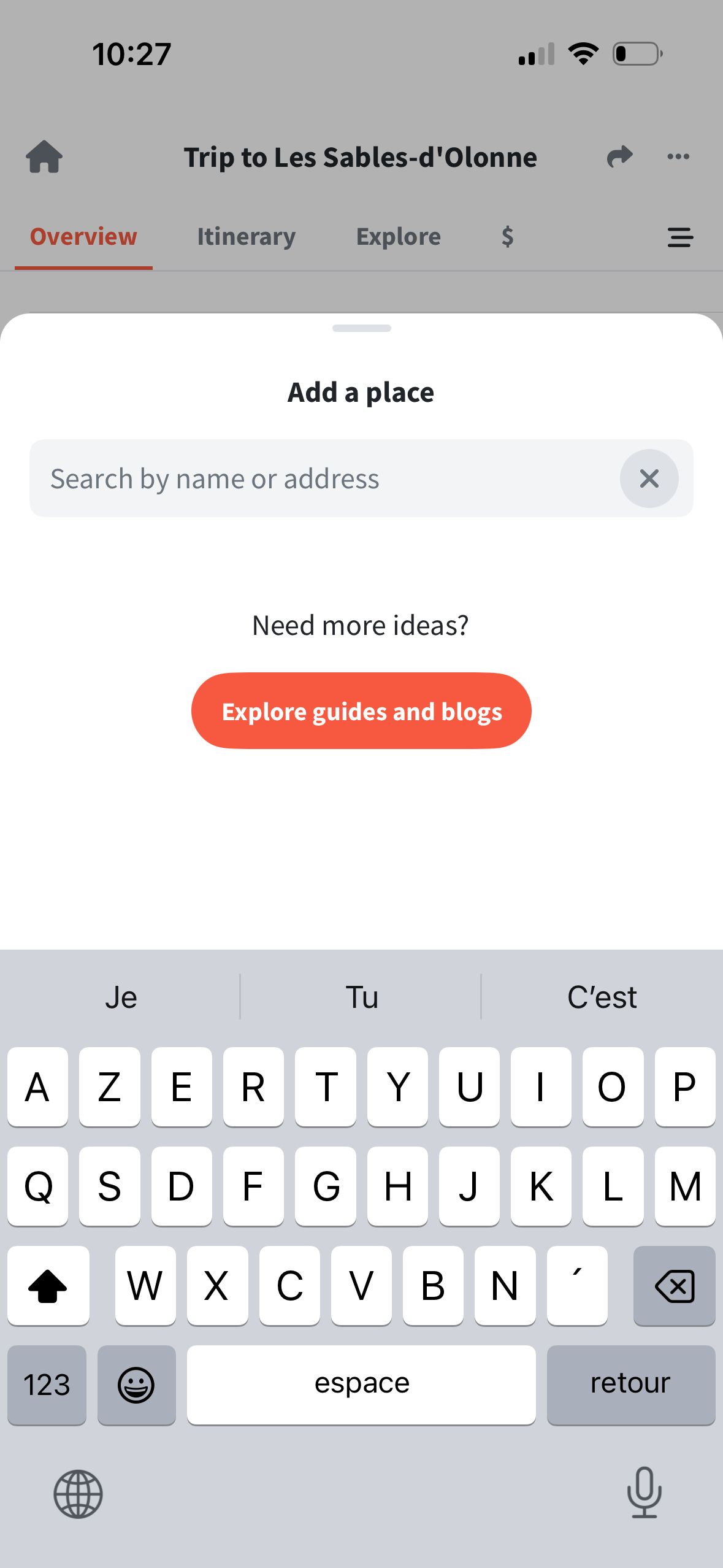Modal (Wanderlog)