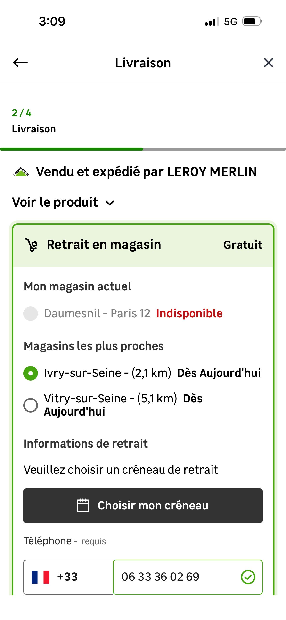 Delivery Options (Leroy Merlin)