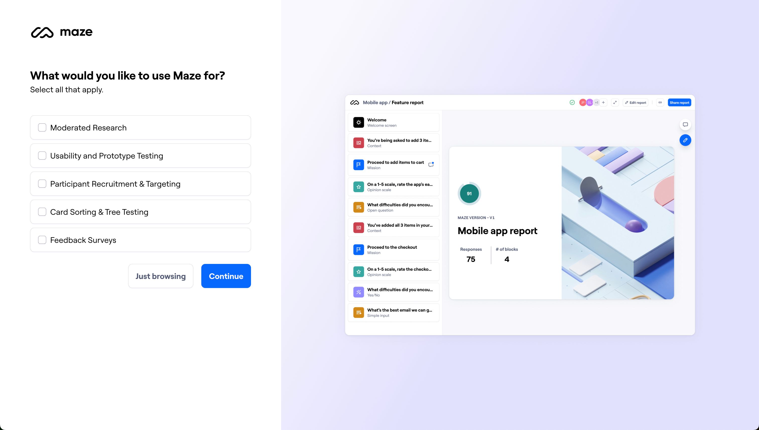 Onboarding / Setup (Maze)