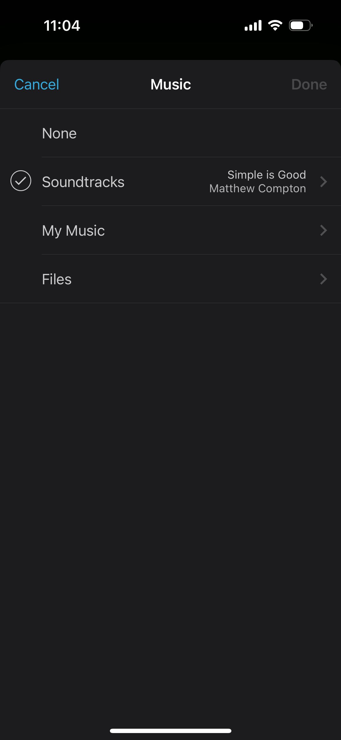 Settings / Preferences (iMovie)