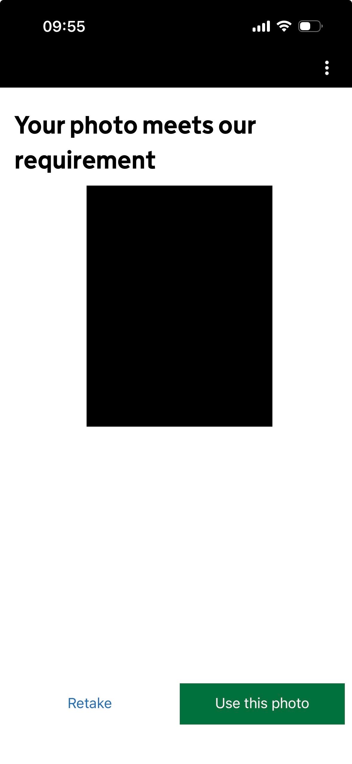 confirmation screen (UK ETA)