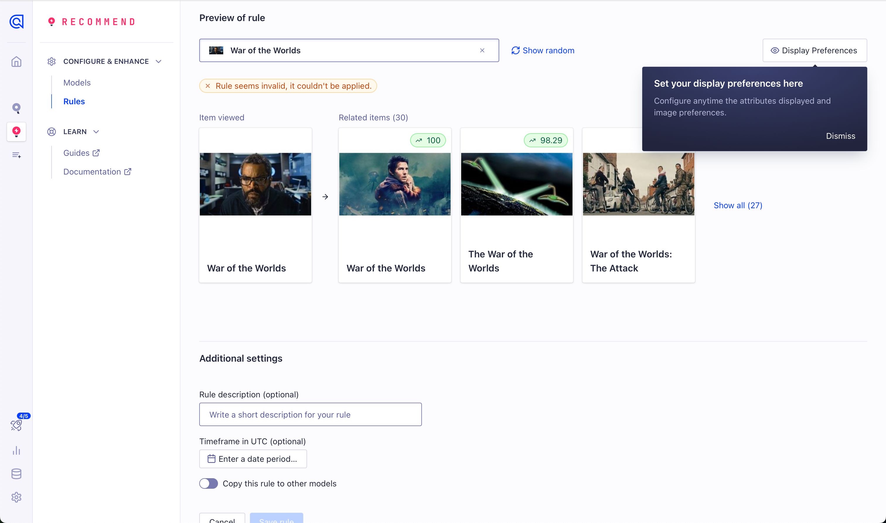 Rule Configuration (Algolia)